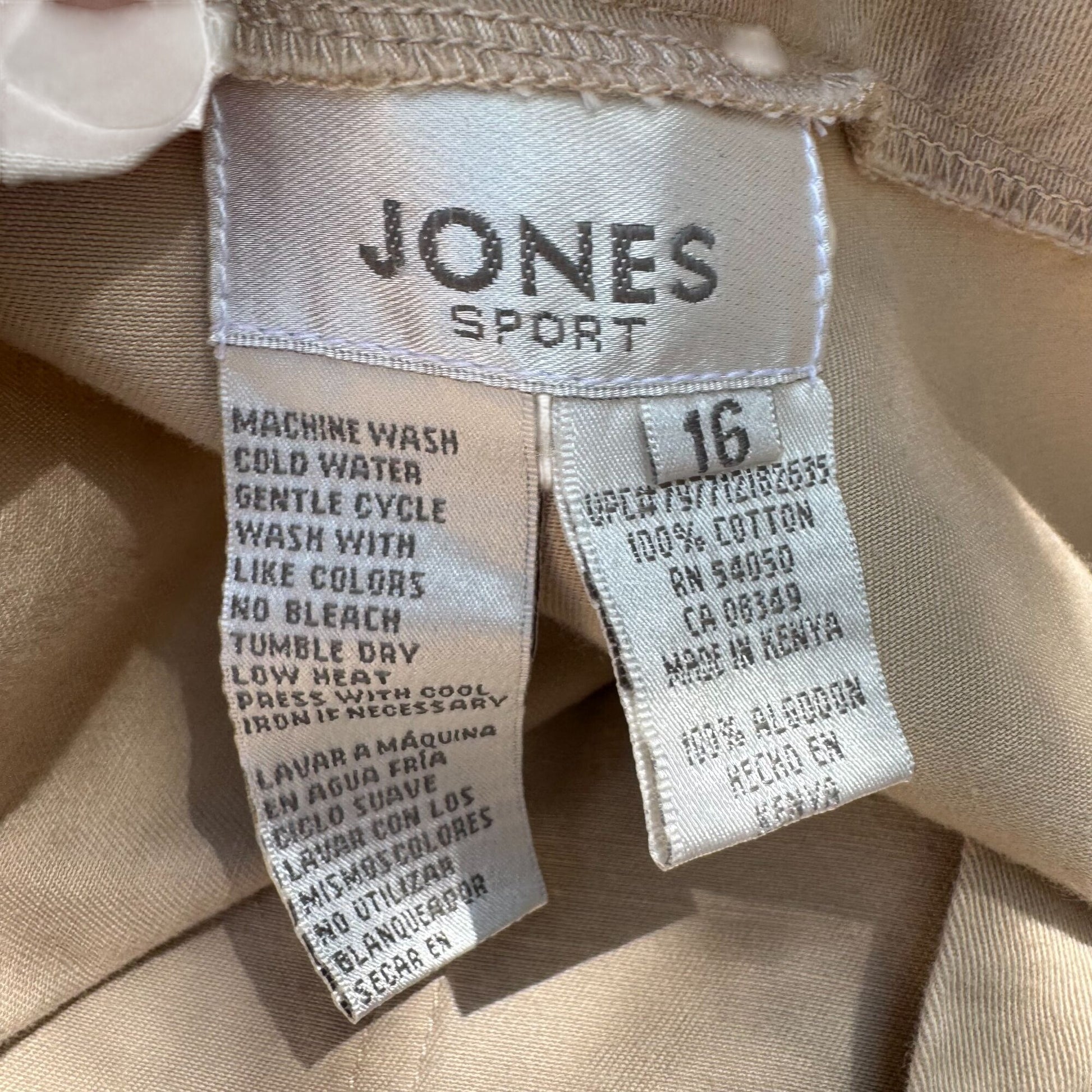 Jones Sport Womens Khaki All Cotton Flat Front Minimalist Casual Cropped Pants 16
