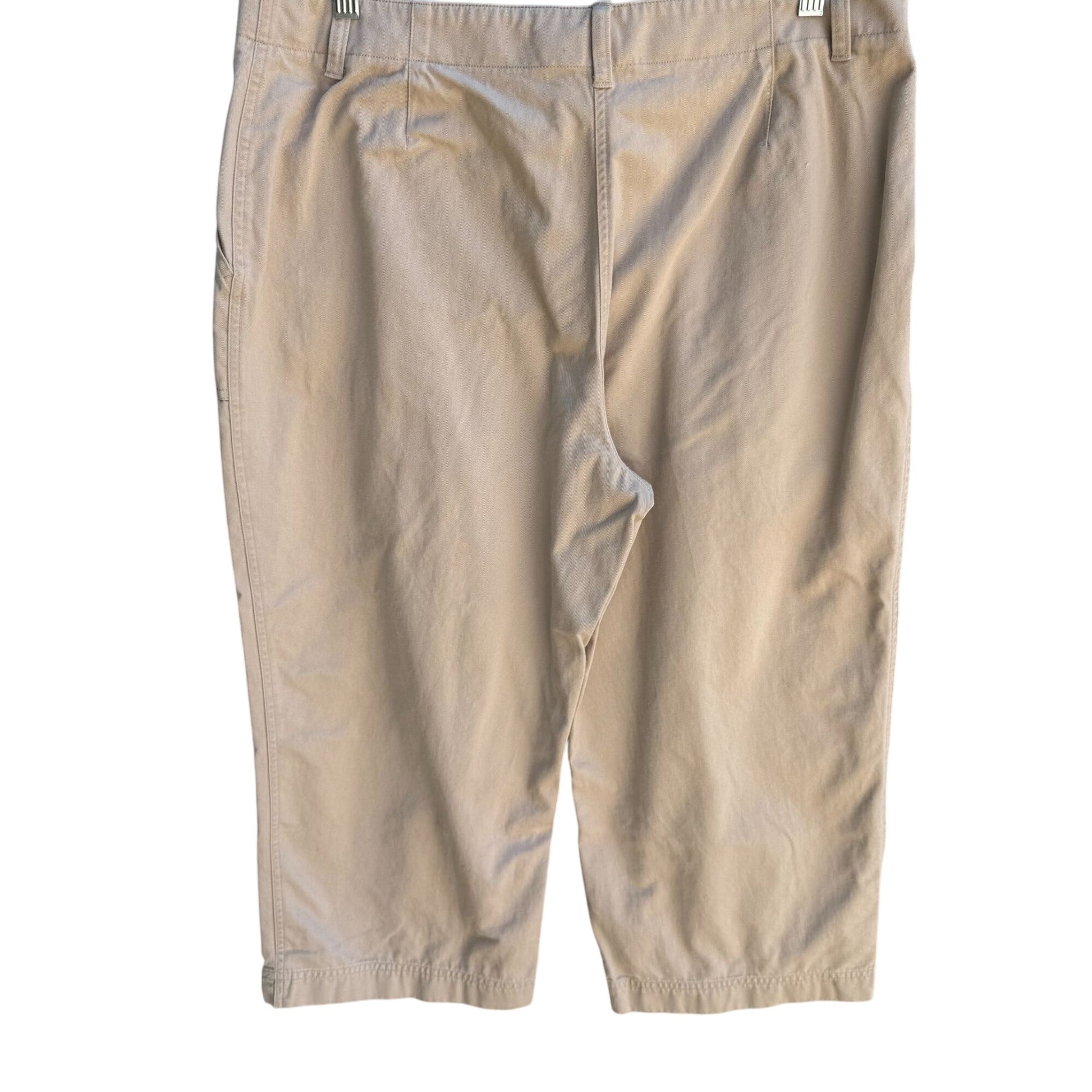 Jones Sport Womens Khaki All Cotton Flat Front Minimalist Casual Cropped Pants 16