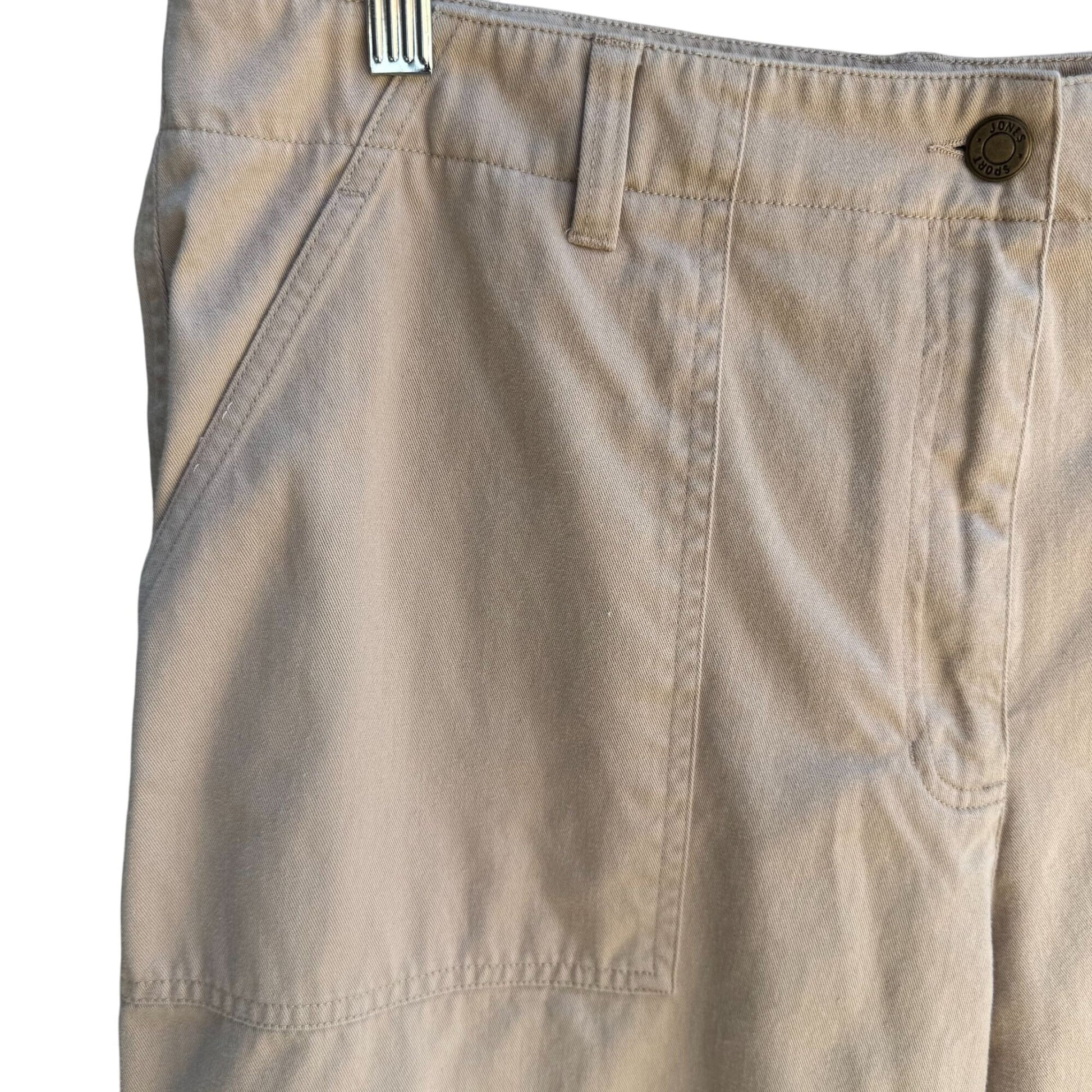 Jones Sport Womens Khaki All Cotton Flat Front Minimalist Casual Cropped Pants 16