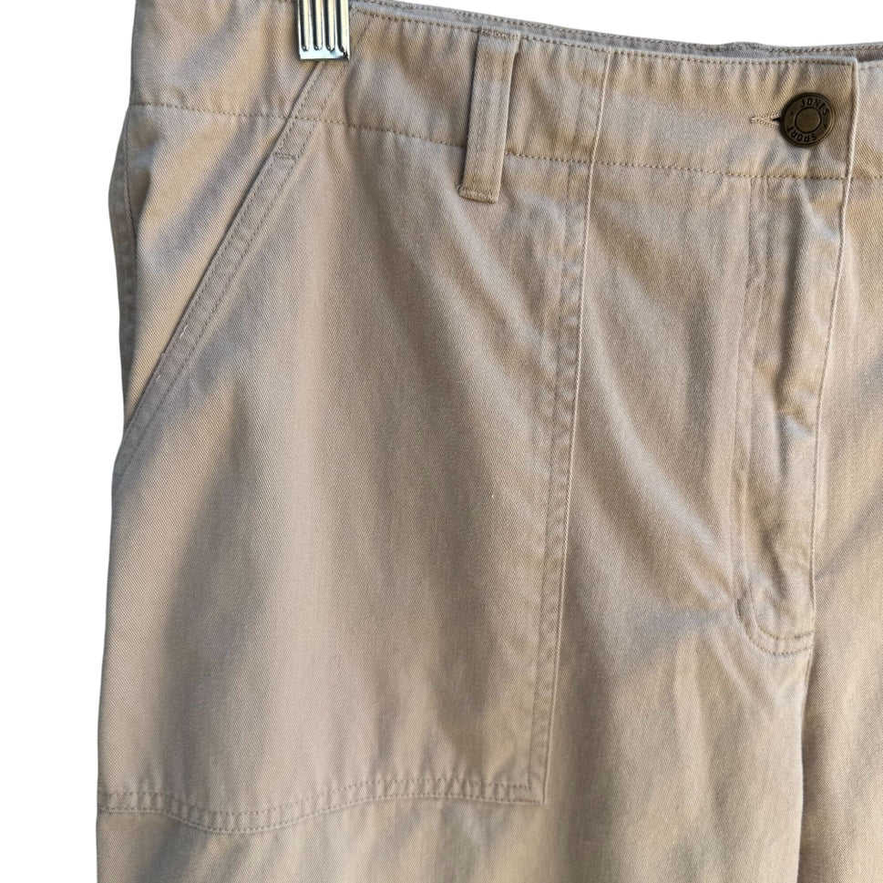 Jones Sport Womens Khaki All Cotton Flat Front Minimalist Casual Cropped Pants 16