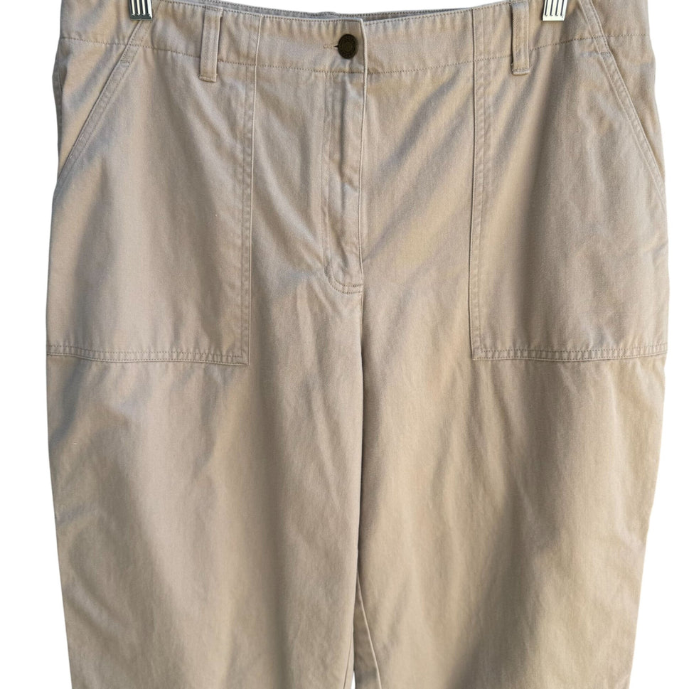 Jones Sport Womens Khaki All Cotton Flat Front Minimalist Casual Cropped Pants 16