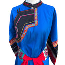 Switch Mongolian Deel Traditional Robe Tunic Blue Red Caftan Embroidery Waist Tie Sash 2 image