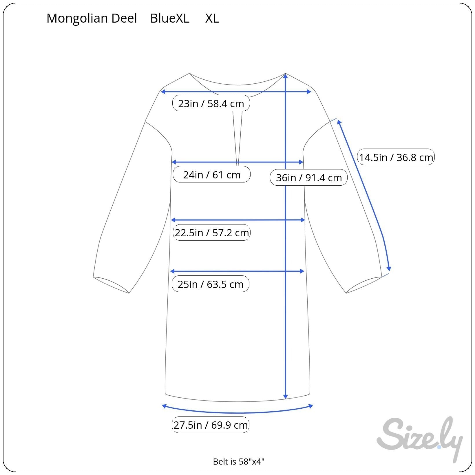 Mongolian Deel Traditional Robe Tunic Blue Red Caftan Embroidery Waist Tie Sash