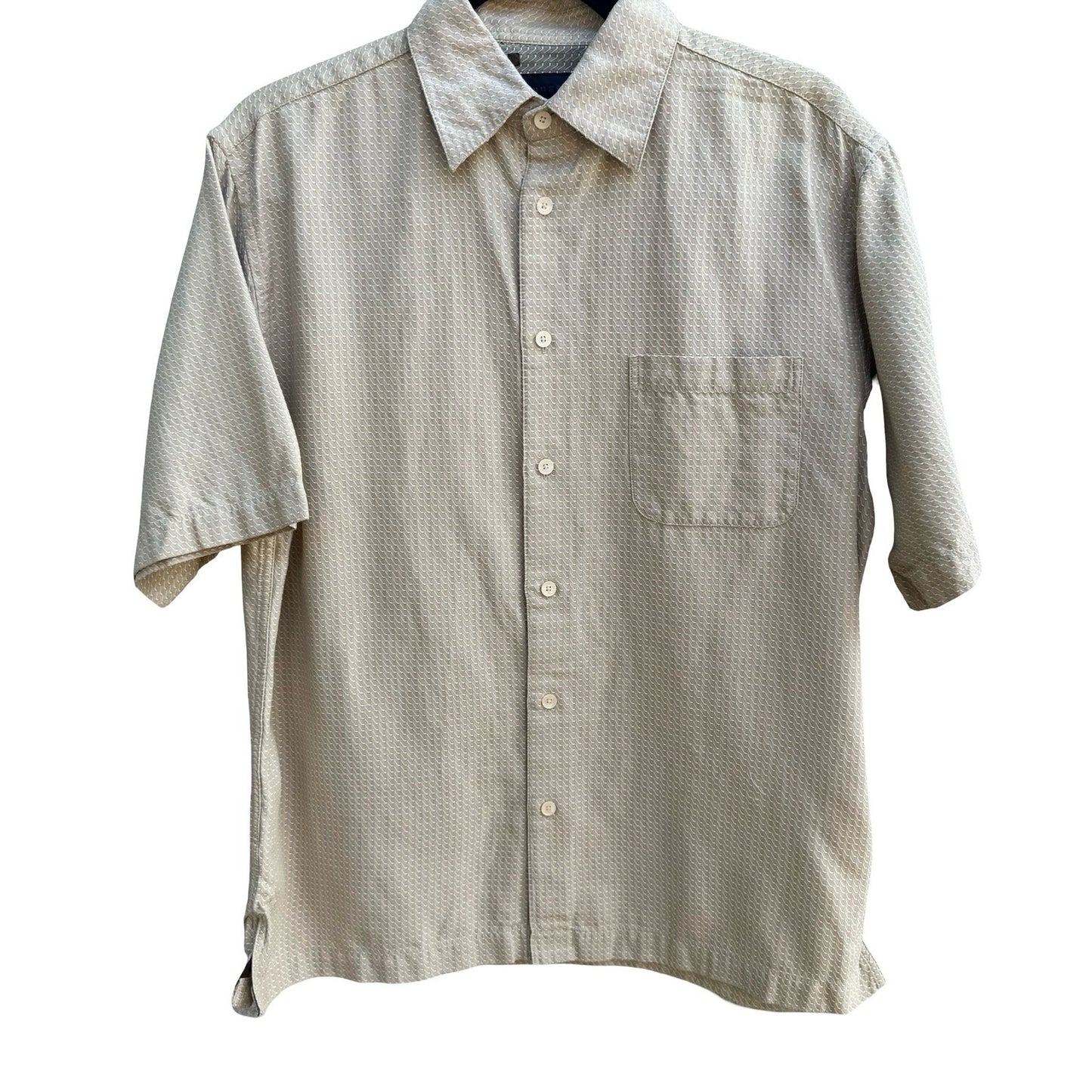 Lungarno Vintage Cabanacore Coastal Resortwear Textured Geometric Shirt Mens L
