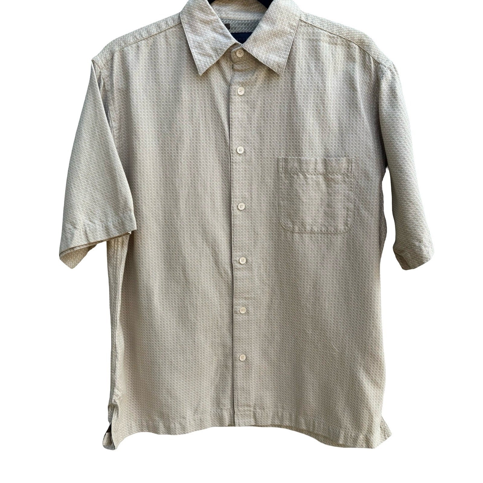 Lungarno Vintage Cabanacore Coastal Resortwear Textured Geometric Shirt Mens L