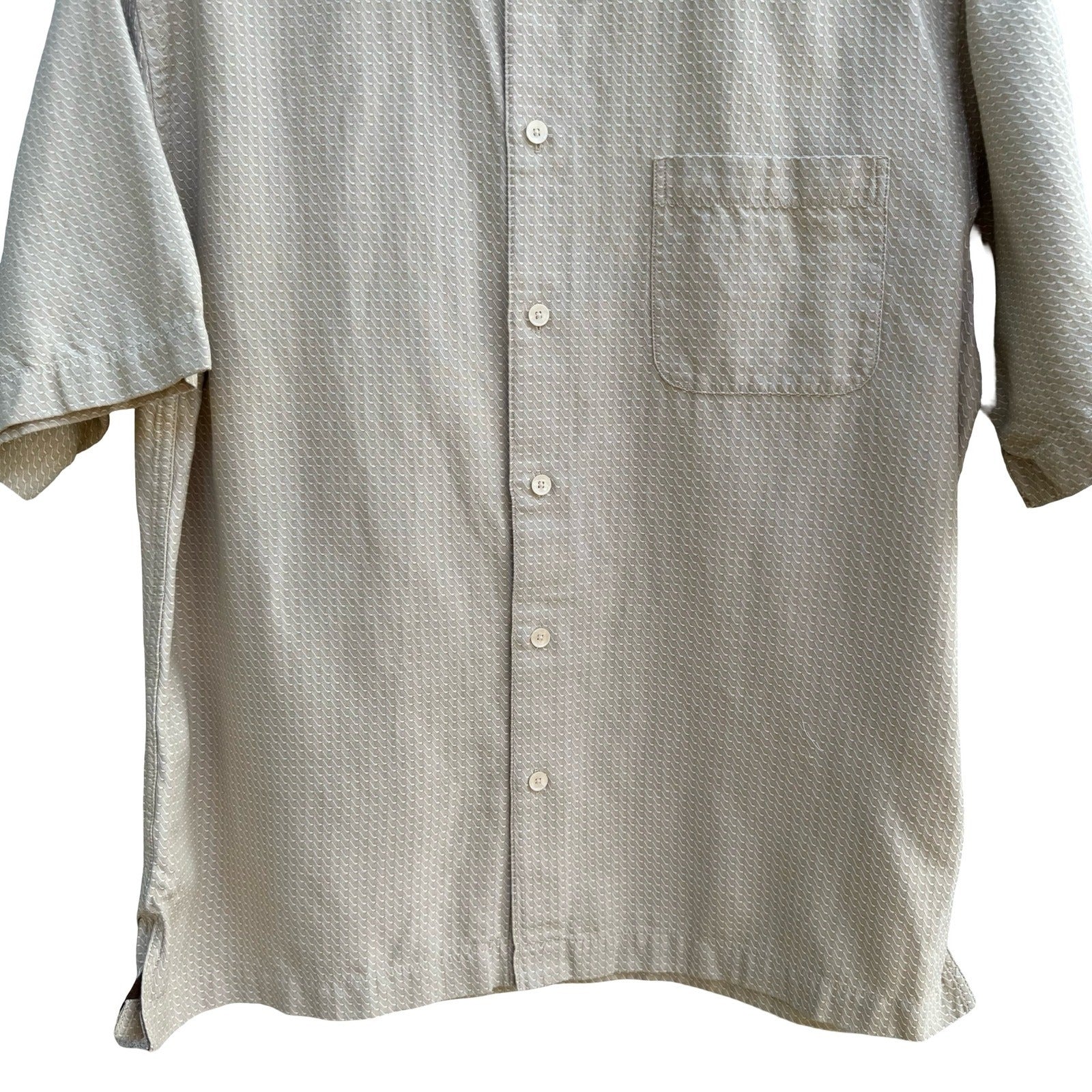 Lungarno Vintage Cabanacore Coastal Resortwear Textured Geometric Shirt Mens L