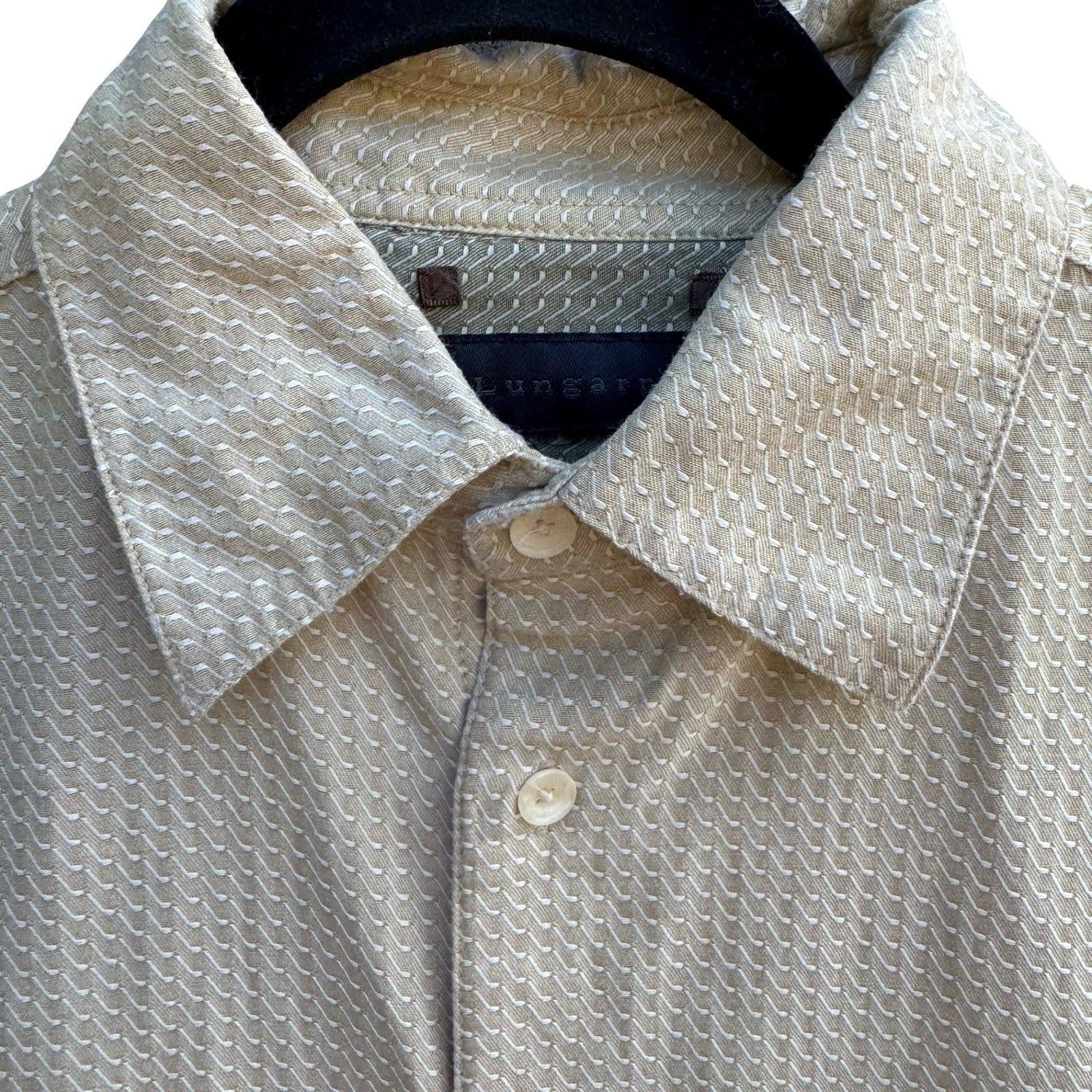 Lungarno Vintage Cabanacore Coastal Resortwear Textured Geometric Shirt Mens L
