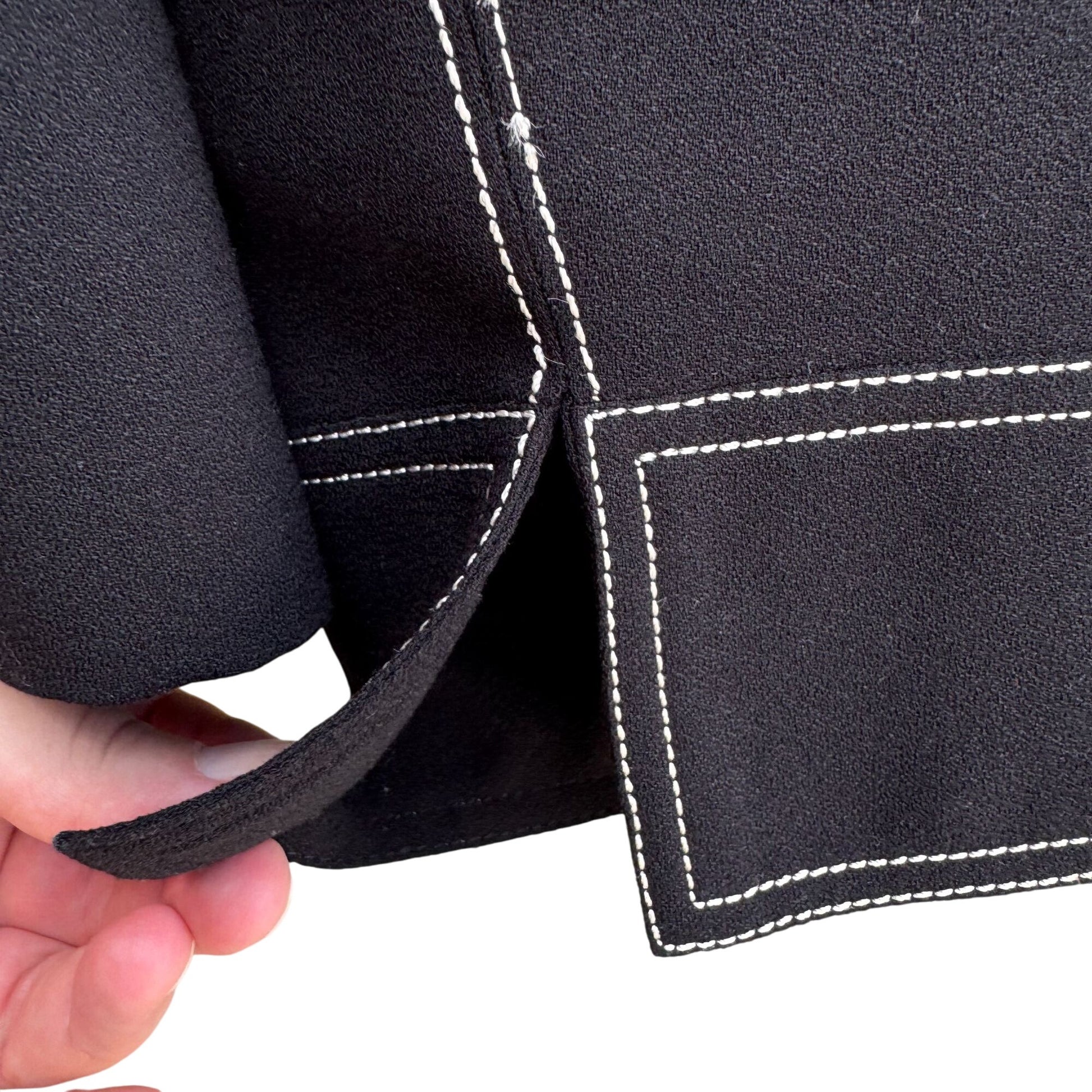 John Meyer Of Norwich Womens Black Contrast Stitch Open Front Blazer Jacket 26W