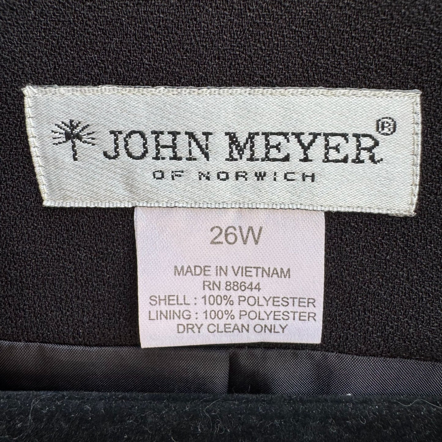 John Meyer Of Norwich Womens Black Contrast Stitch Open Front Blazer Jacket 26W