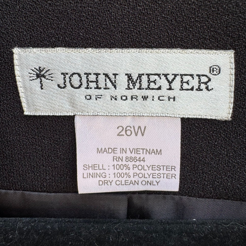 John Meyer Of Norwich Womens Black Contrast Stitch Open Front Blazer Jacket 26W