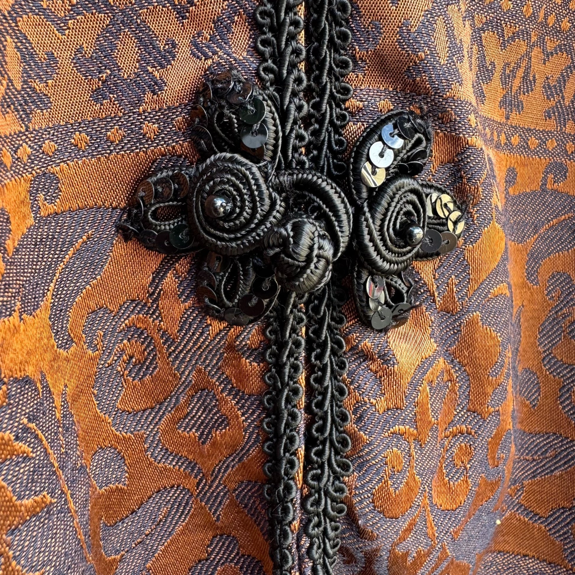 Kathryn Deene New York Vintage Brocade Ornate Sequin Frog Closure Blazer Jacket 28