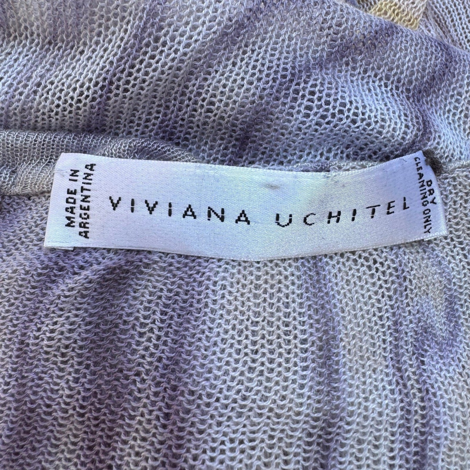 Viviana Uchitel Ethereal Boho Mesh Knit Wrap Cardigan Fairy Tie Dye Abstract OS
