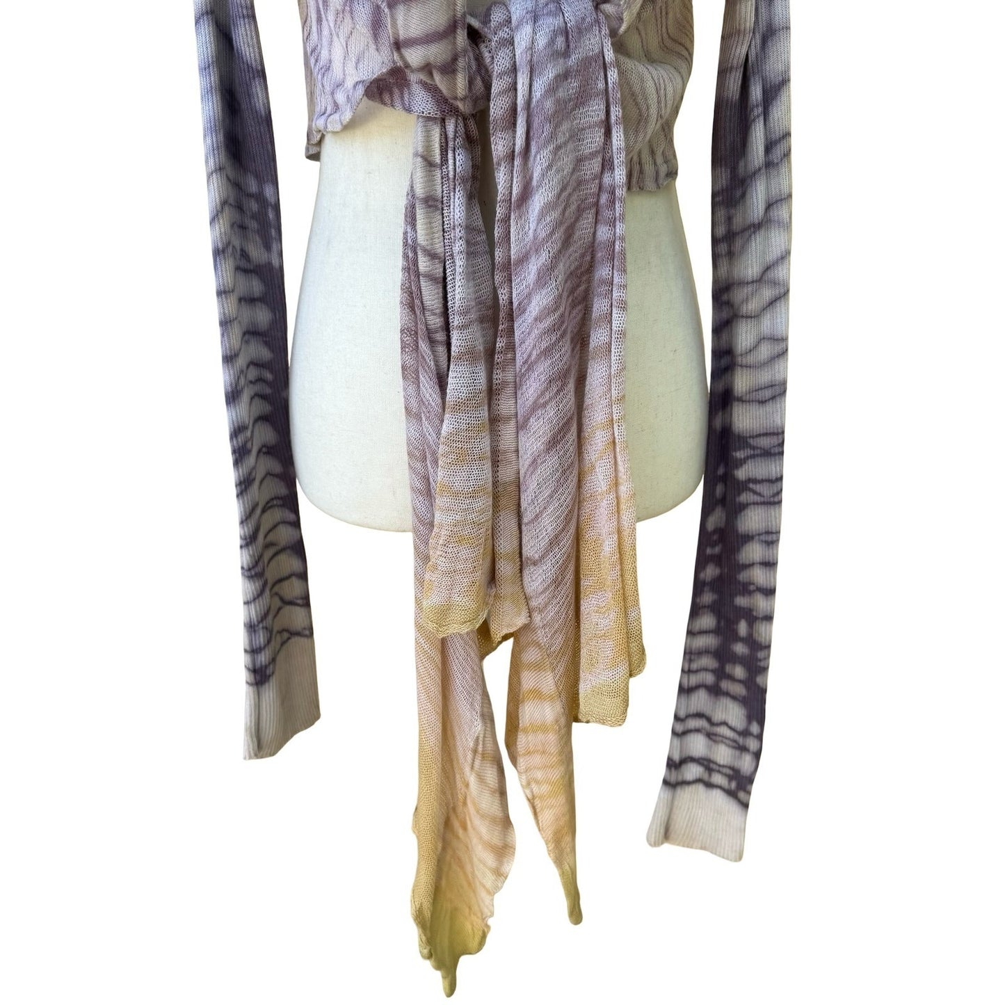 Viviana Uchitel Ethereal Boho Mesh Knit Wrap Cardigan Fairy Tie Dye Abstract OS