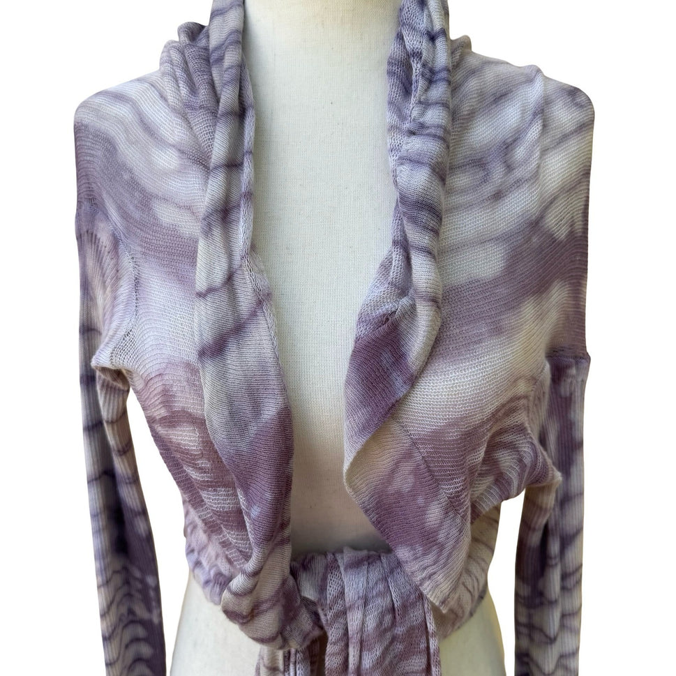 Viviana Uchitel Ethereal Boho Mesh Knit Wrap Cardigan Fairy Tie Dye Abstract OS