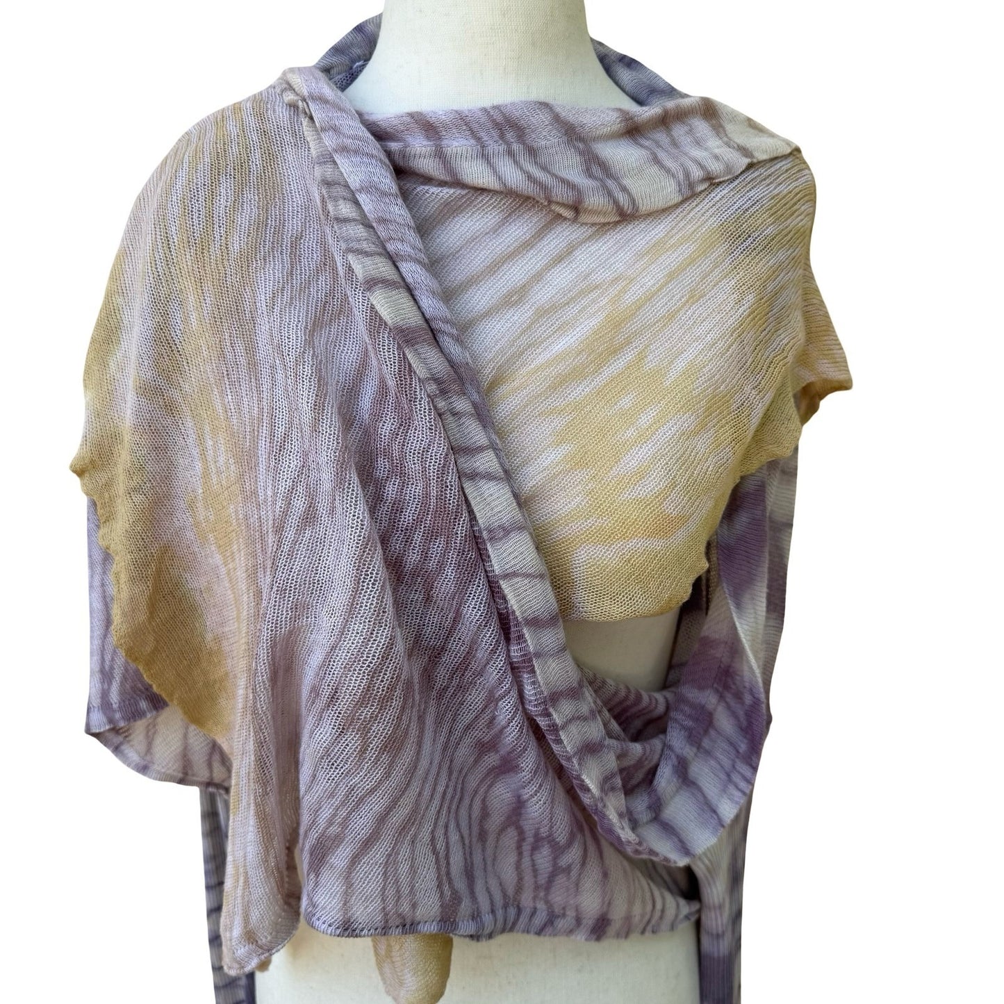 Viviana Uchitel Ethereal Boho Mesh Knit Wrap Cardigan Fairy Tie Dye Abstract OS