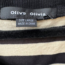 Switch Olive Olivia Parisian Nautical Edgy Striped Studded Cotton Linen Top Womens L 2 image