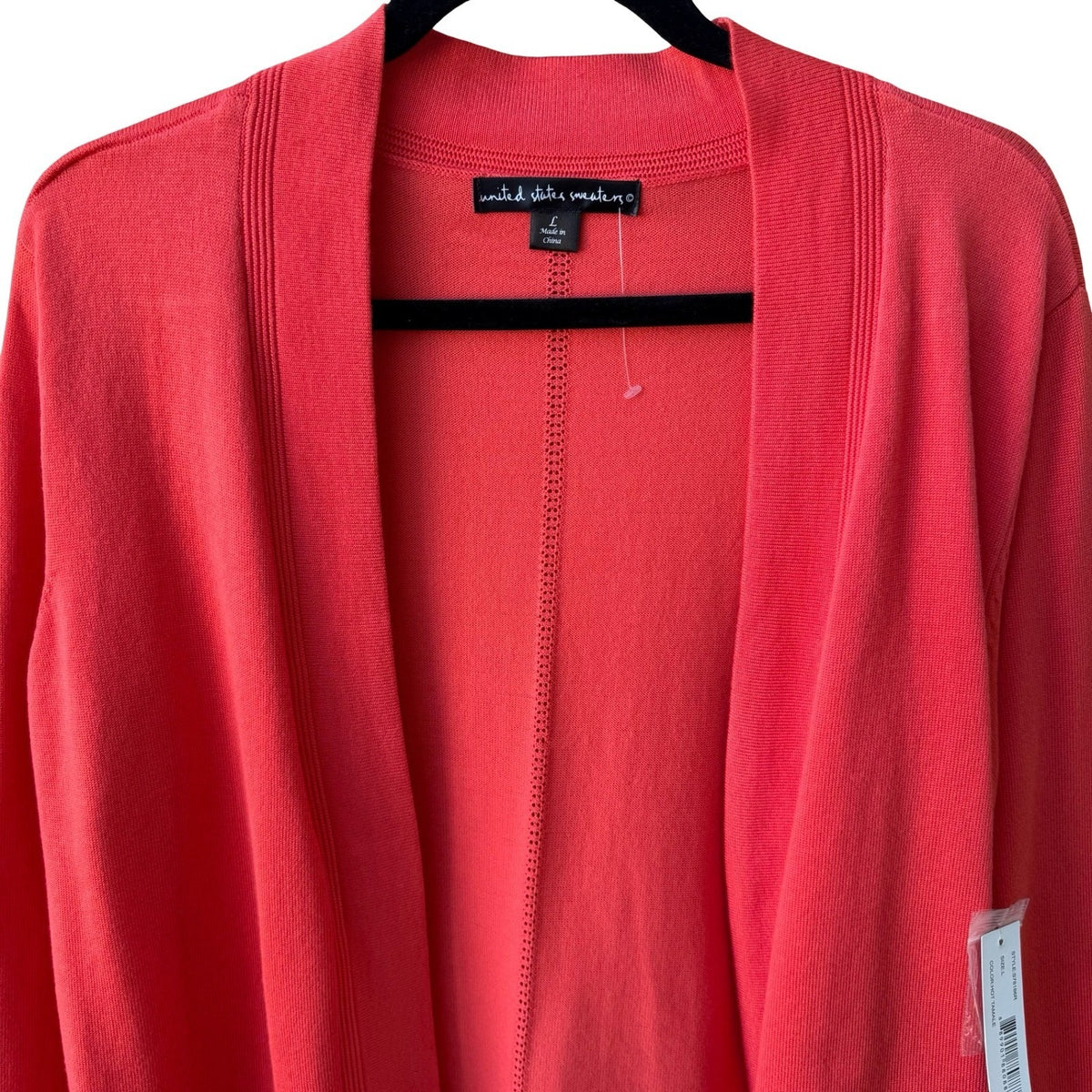 United States Sweaters Minimalist Layering Open Front Pointelle Cardigan Red L