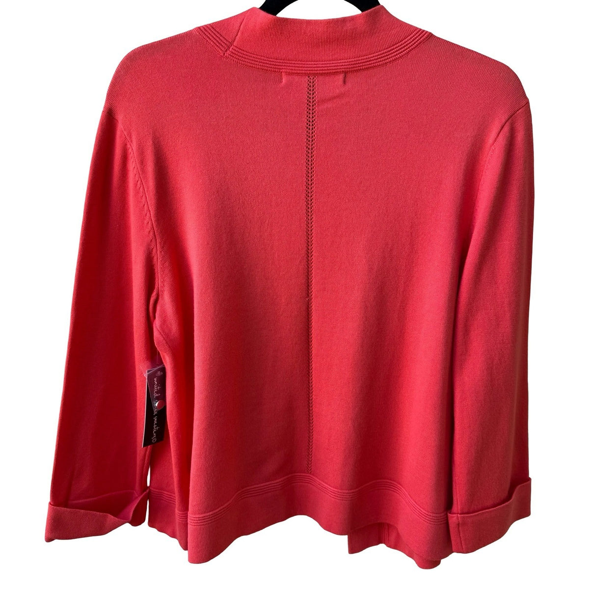 United States Sweaters Minimalist Layering Open Front Pointelle Cardigan Red L