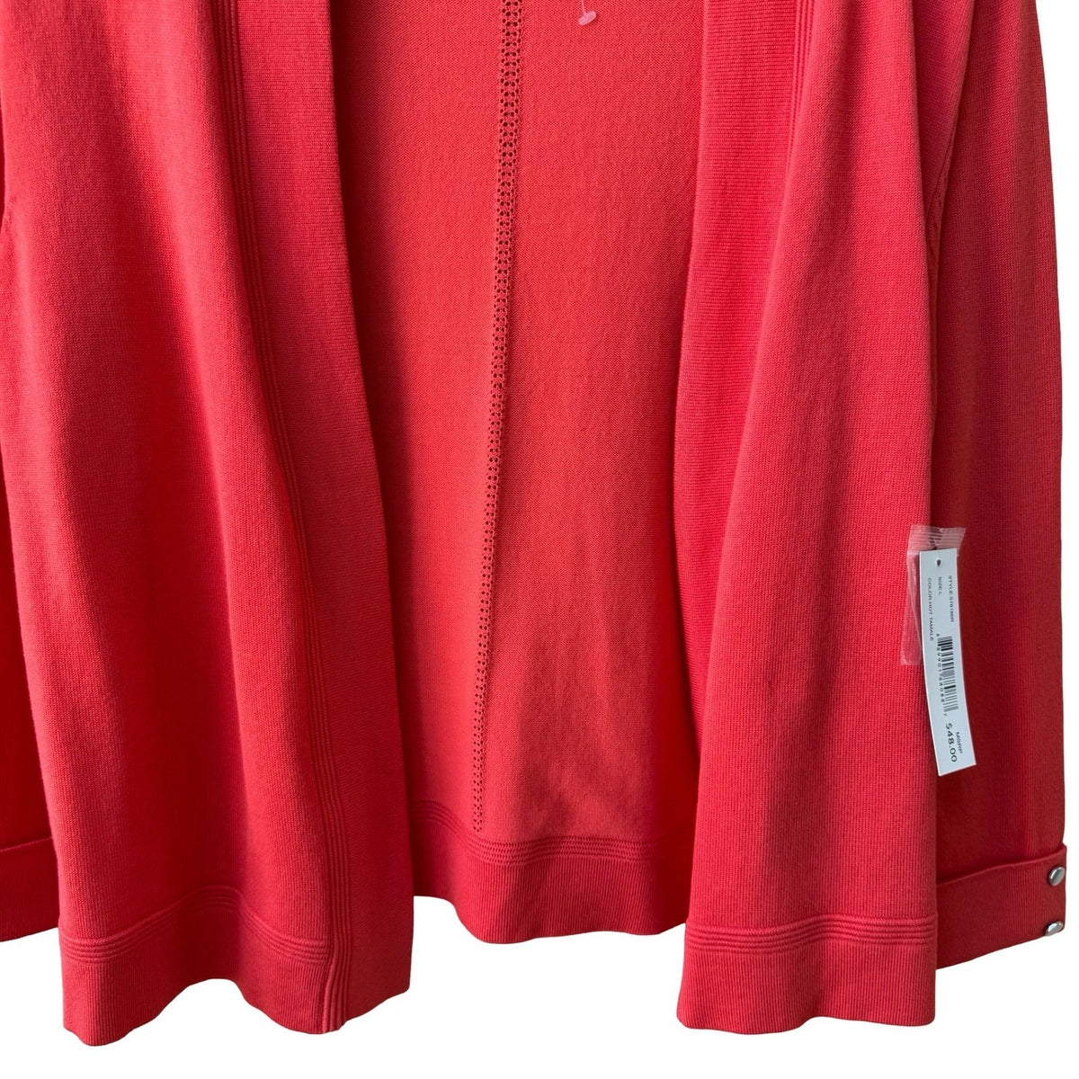 United States Sweaters Minimalist Layering Open Front Pointelle Cardigan Red L