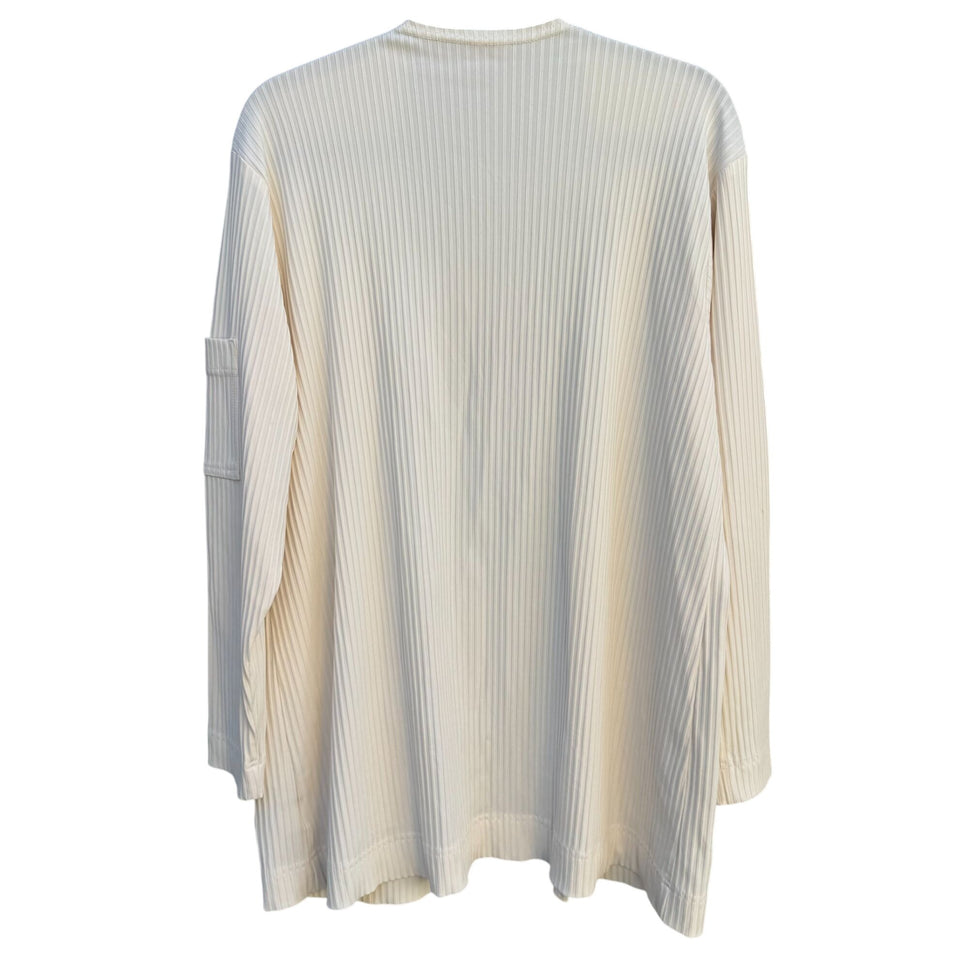 Staples Vintage Womens Ribbed Polyester Blend Long Sleeve Open Front Cream Cardigan