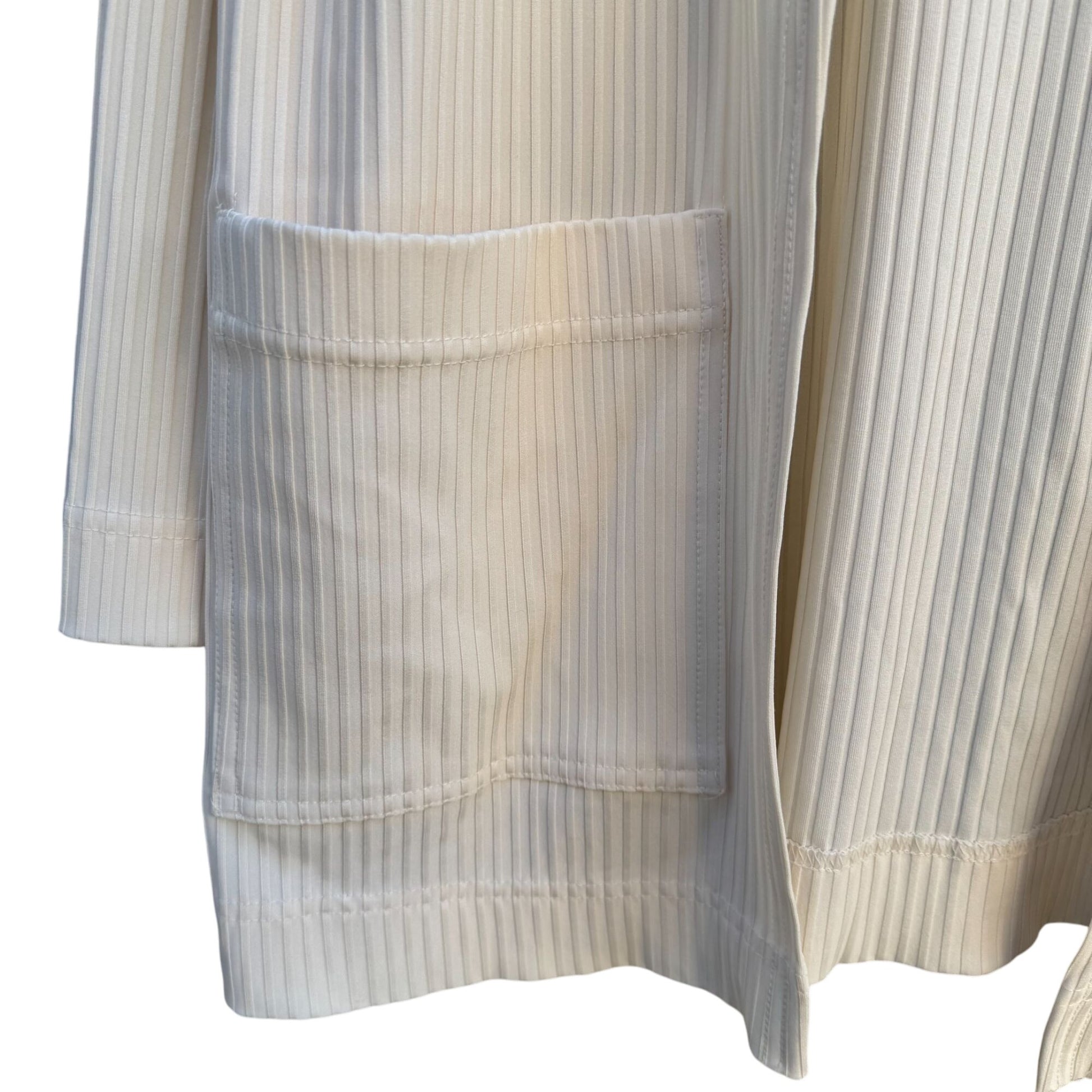 Staples Vintage Womens Ribbed Polyester Blend Long Sleeve Open Front Cream Cardigan