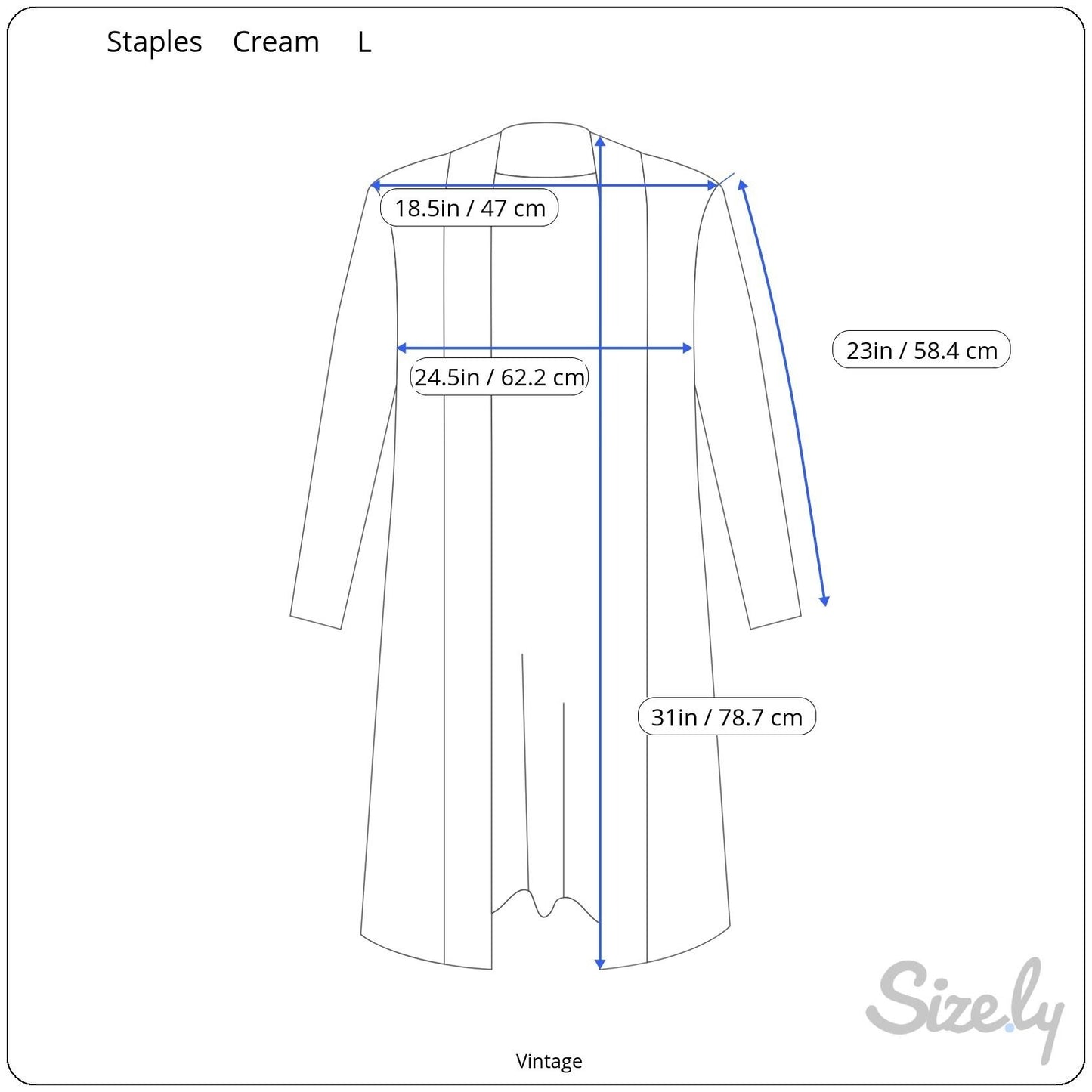 Staples Vintage Womens Ribbed Polyester Blend Long Sleeve Open Front Cream Cardigan