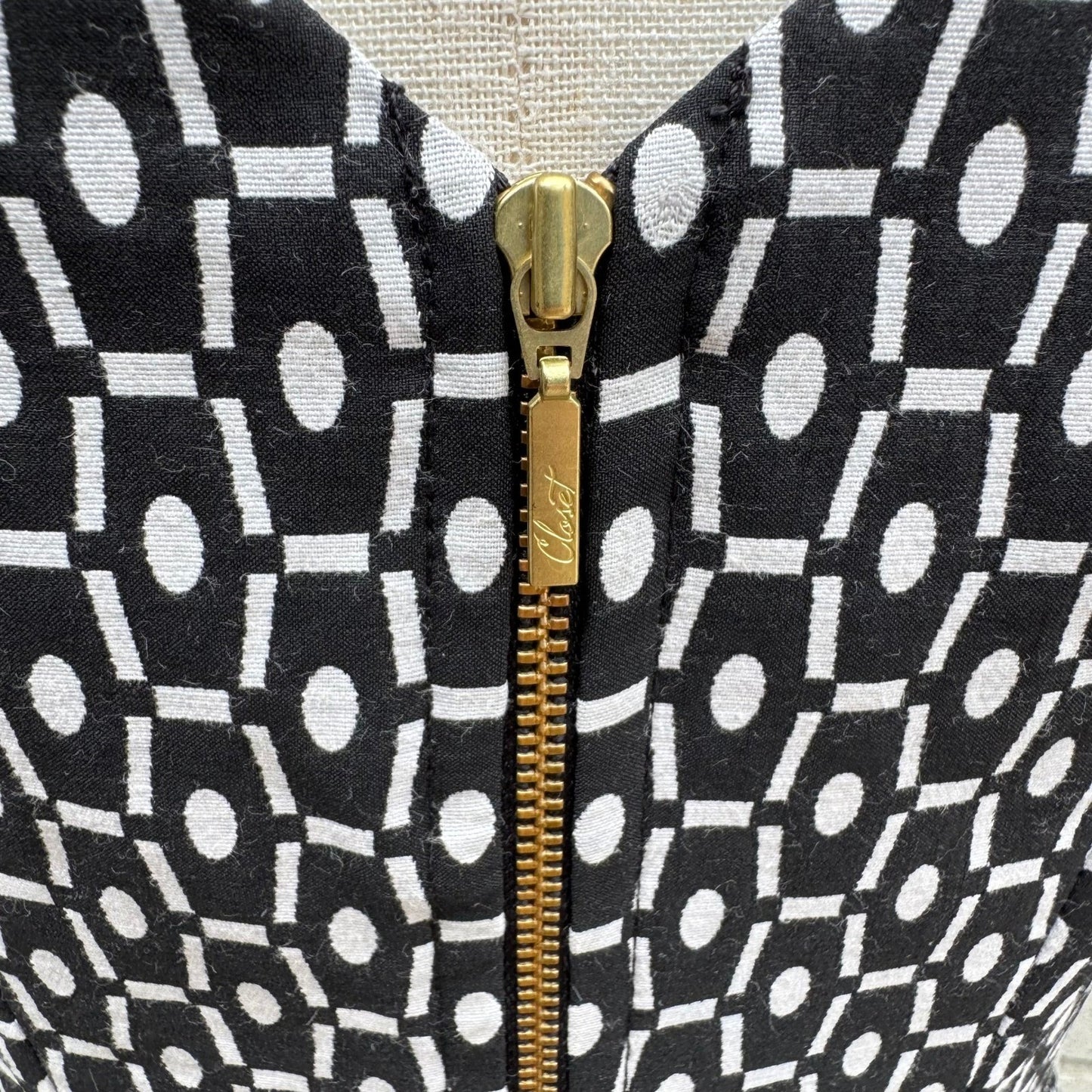 Closet London Mod Preppy Geometric Print Fit Flare Party Cocktail Dress V-Back 8