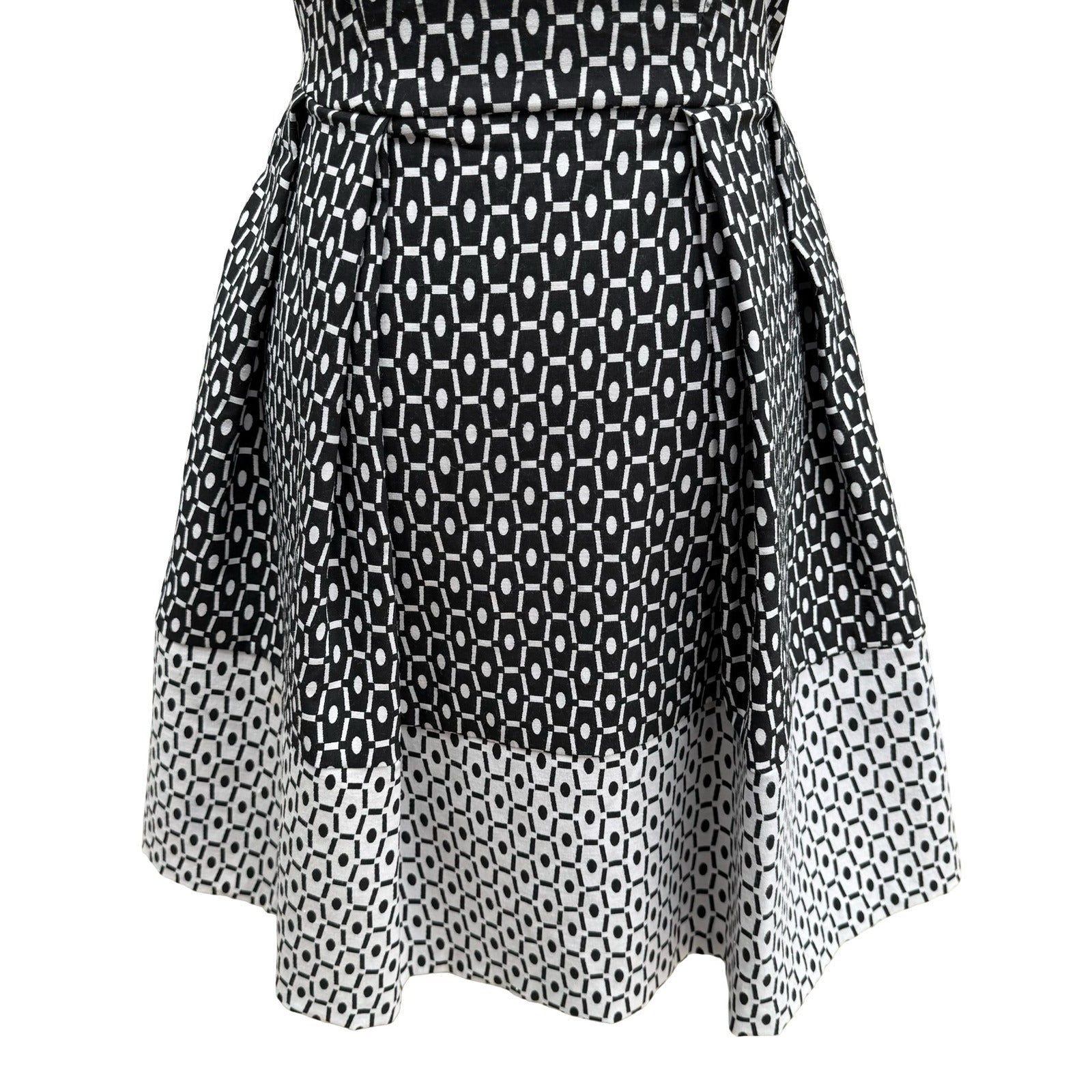 Closet London Mod Preppy Geometric Print Fit Flare Party Cocktail Dress V-Back 8