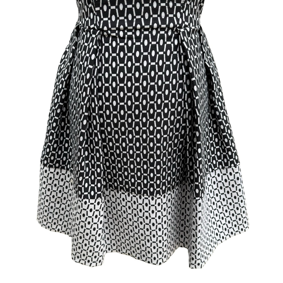 Closet London Mod Preppy Geometric Print Fit Flare Party Cocktail Dress V-Back 8