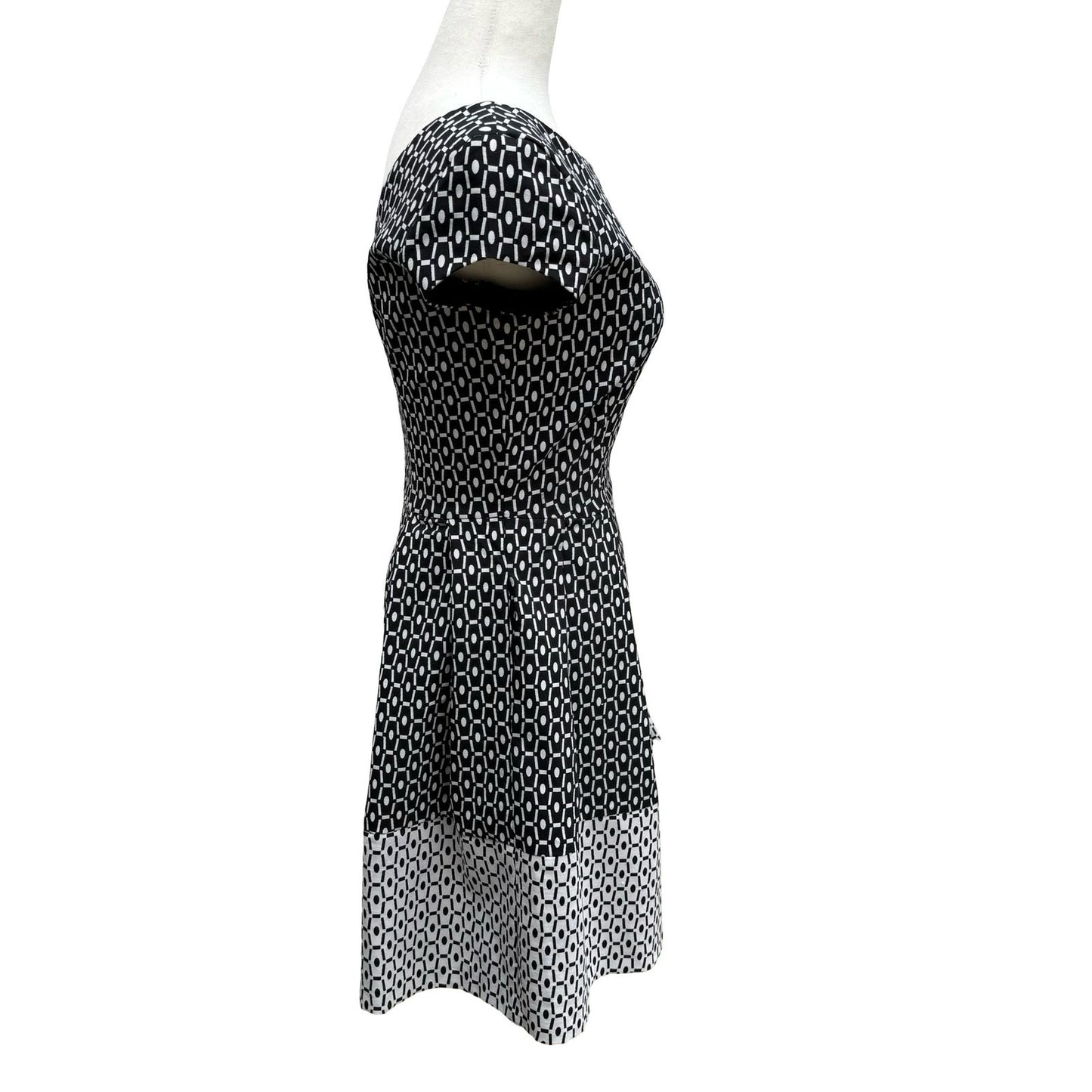 Closet London Mod Preppy Geometric Print Fit Flare Party Cocktail Dress V-Back 8