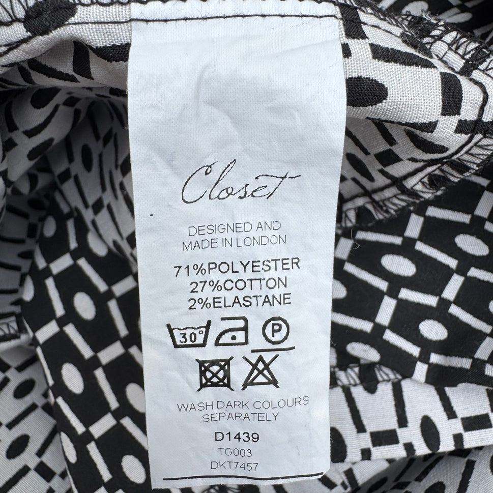 Closet London Mod Preppy Geometric Print Fit Flare Party Cocktail Dress V-Back 8