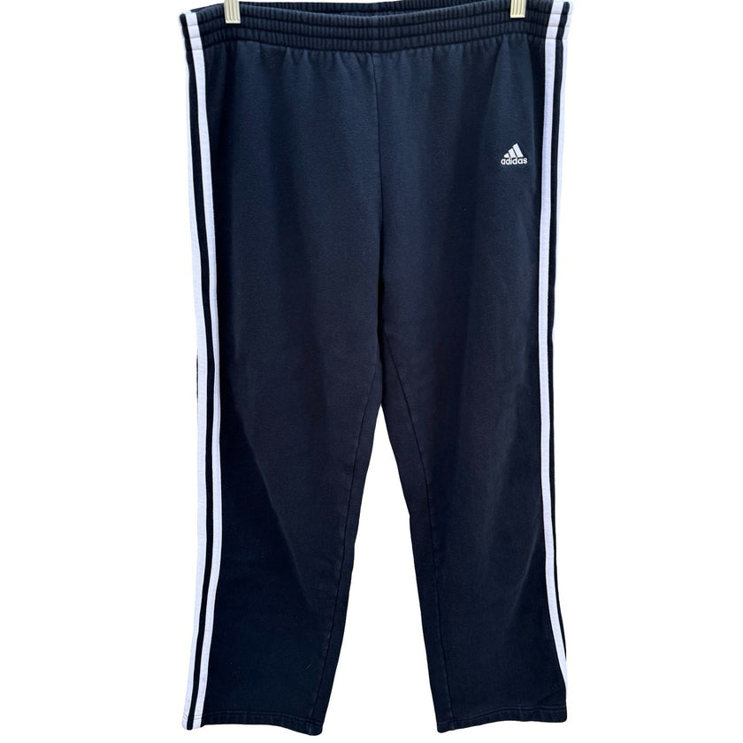 Adidas Vintage Y2K Fleece Track Pant Mens L Black 3 Stripe Streetwear Athleisure