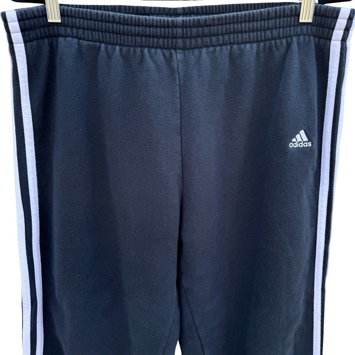 Adidas Vintage Y2K Fleece Track Pant Mens L Black 3 Stripe Streetwear Athleisure
