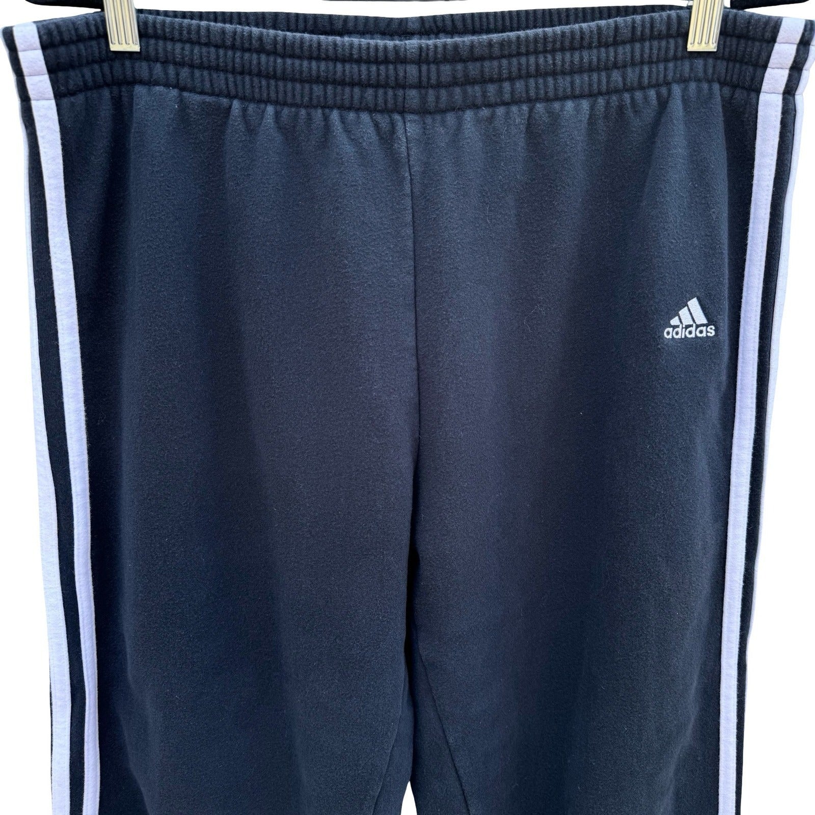 Adidas Vintage Y2K Fleece Track Pant Mens L Black 3 Stripe Streetwear Athleisure