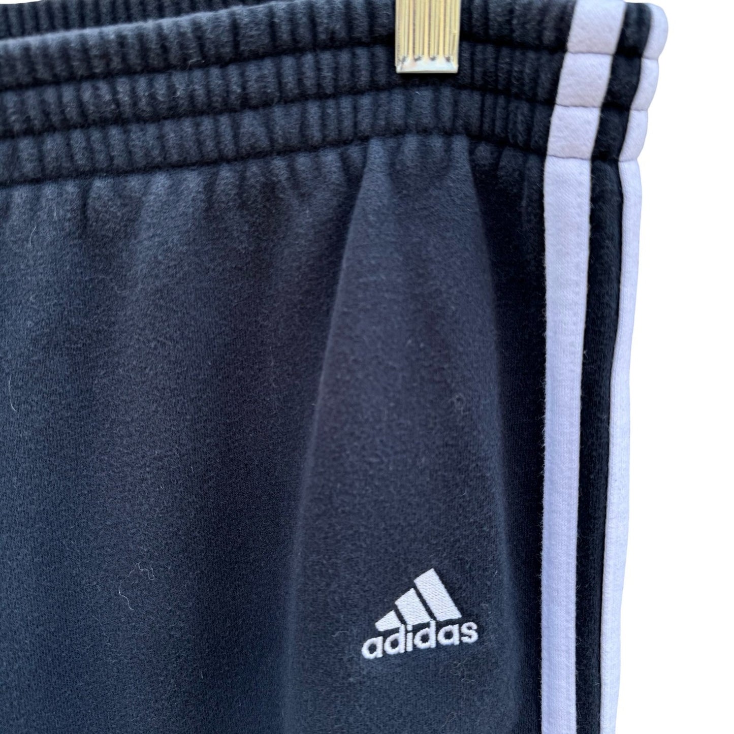 Adidas Vintage Y2K Fleece Track Pant Mens L Black 3 Stripe Streetwear Athleisure
