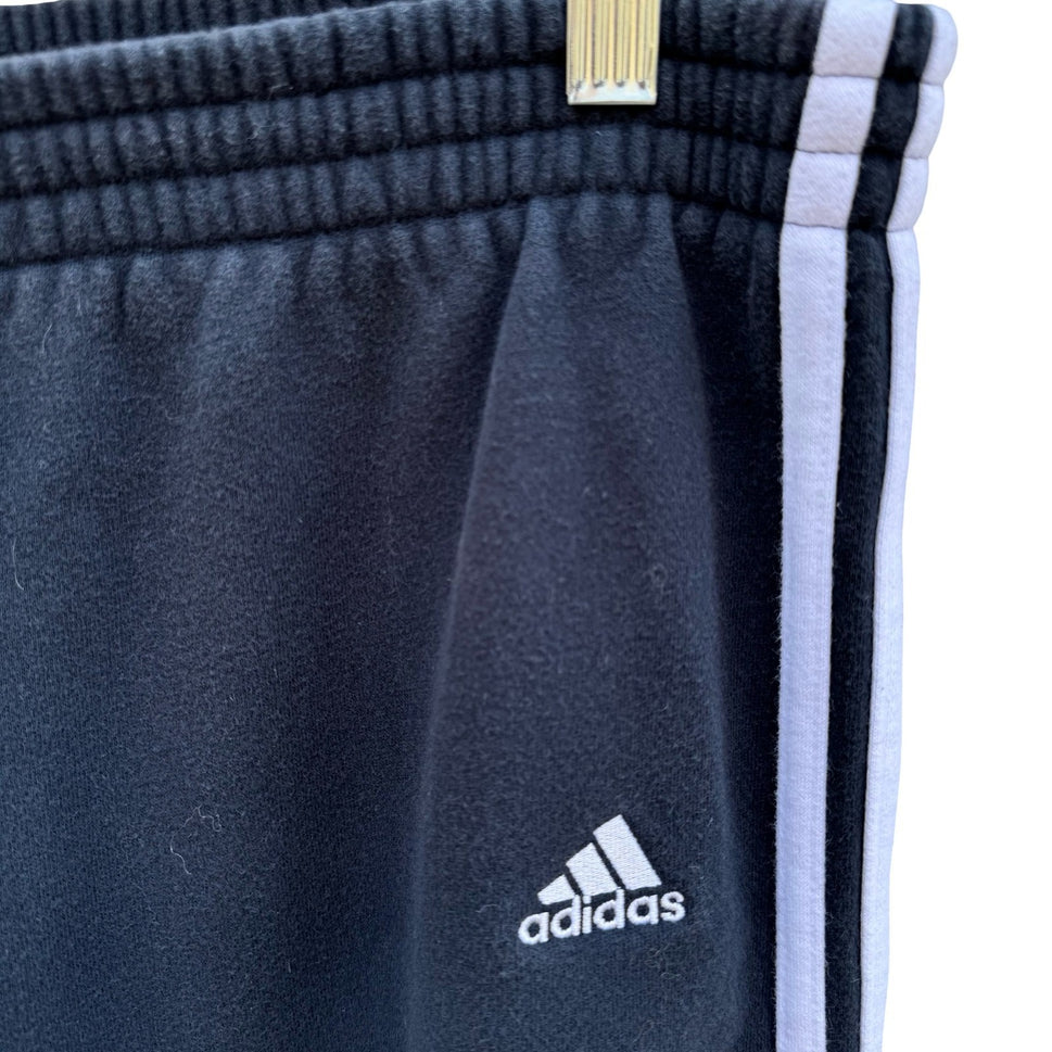Adidas Vintage Y2K Fleece Track Pant Mens L Black 3 Stripe Streetwear Athleisure
