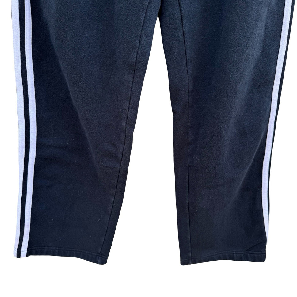 Adidas Vintage Y2K Fleece Track Pant Mens L Black 3 Stripe Streetwear Athleisure