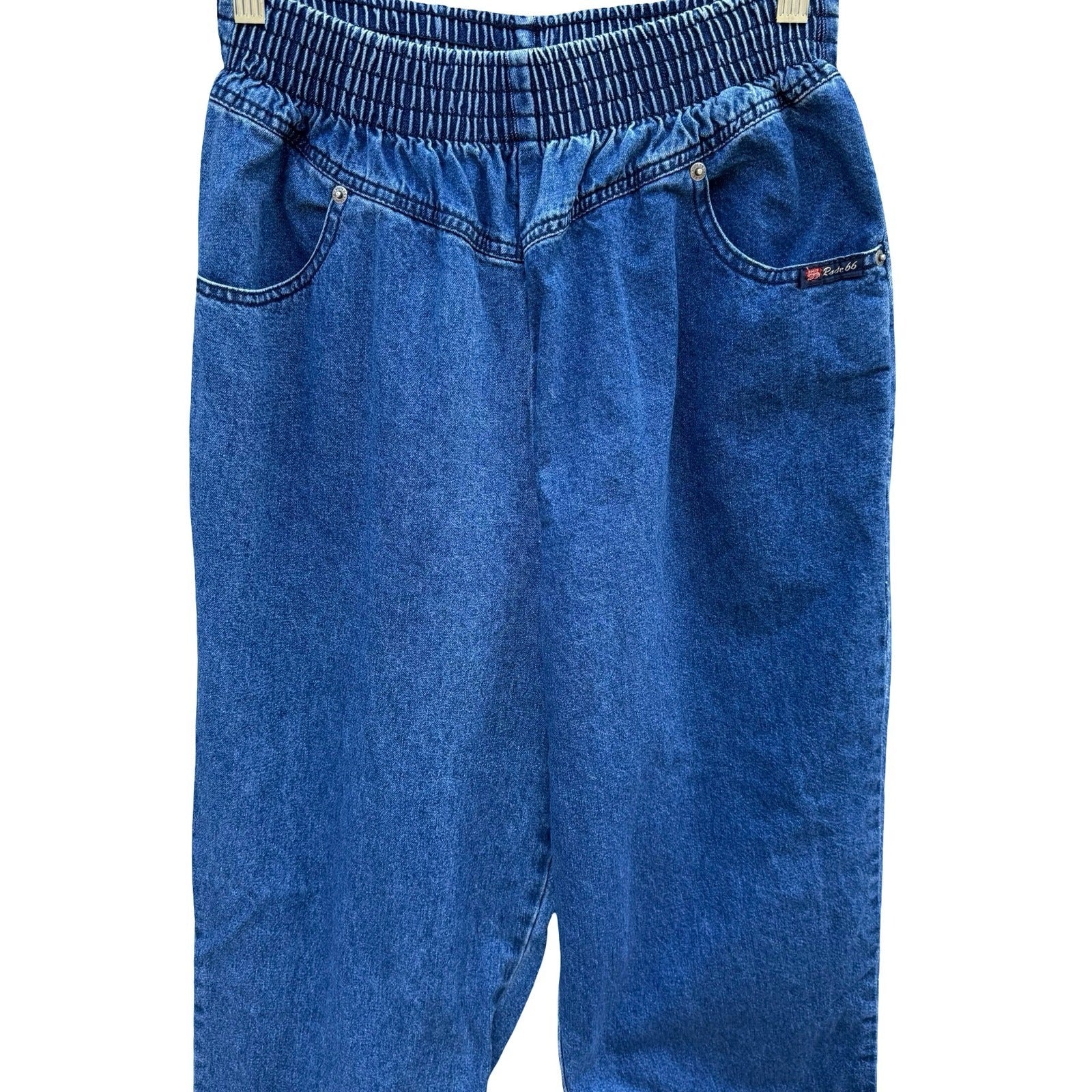 Route 66 Vintage 90s Retro High Waist Mom Pull On Jeans Tapered Leg 12 Drop Yoke
