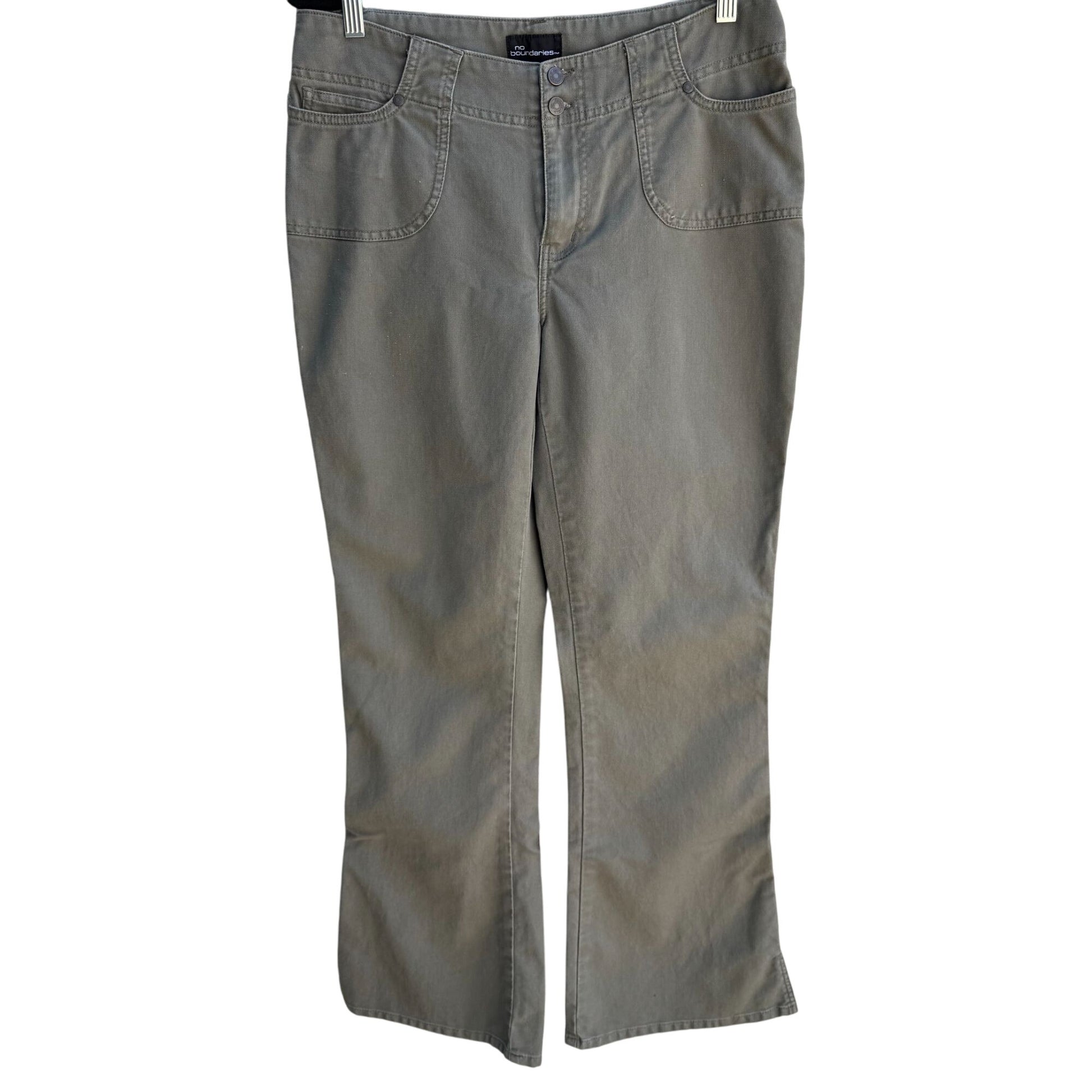 No Boundaries Vintage Y2K Womens Junior Olive Low Risk Bootcut Flare Pants 13