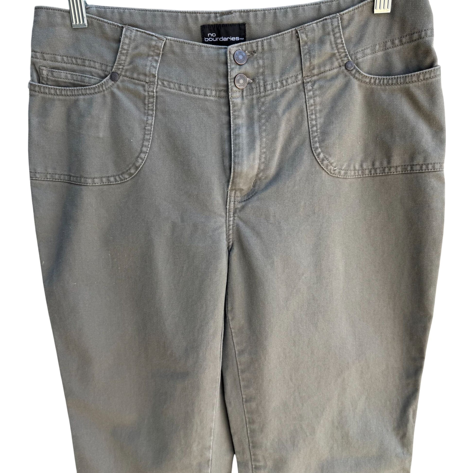 No Boundaries Vintage Y2K Womens Junior Olive Low Risk Bootcut Flare Pants 13