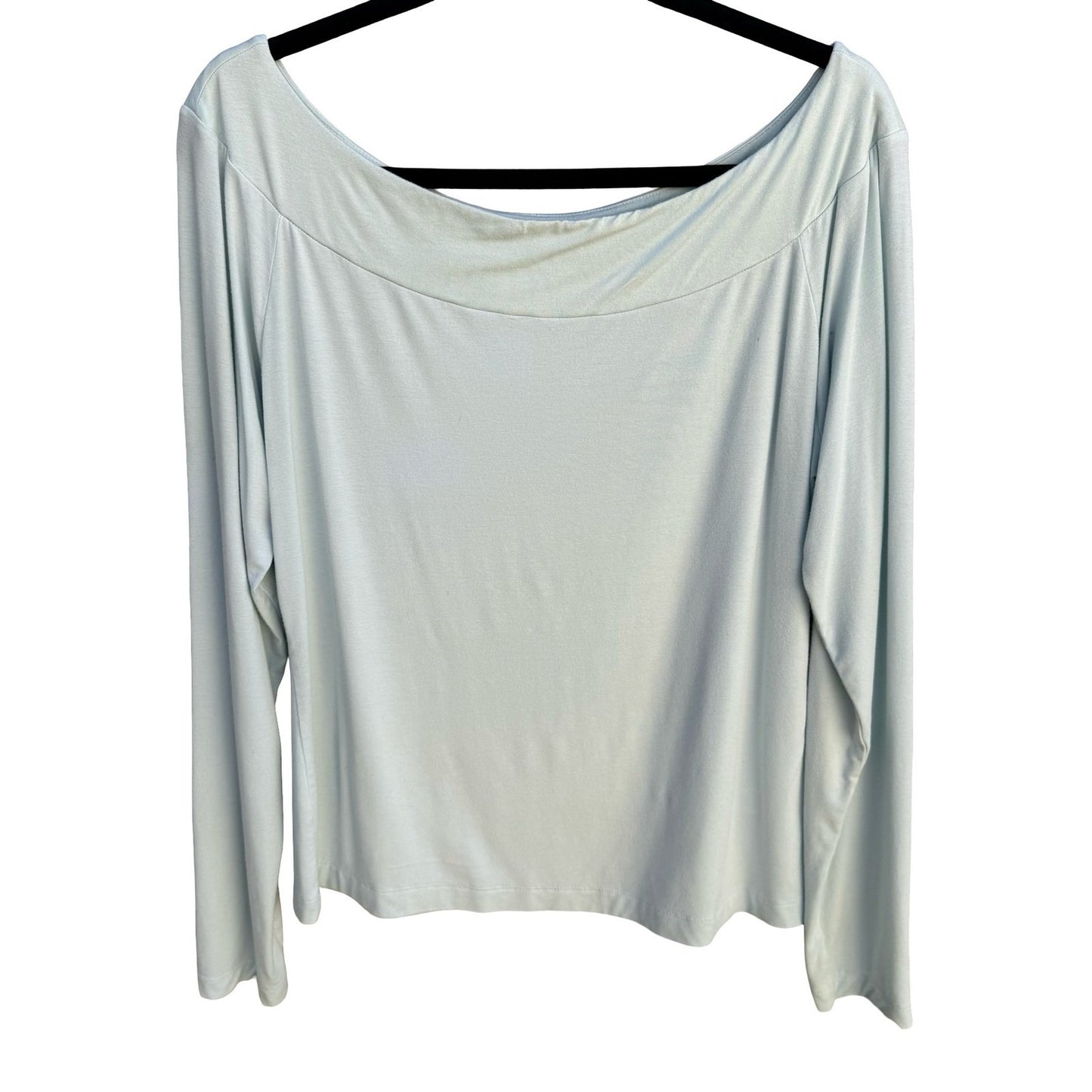 Banana Republic Womens XL Pastel Blue Boat Neck Long Sleeve Stretch Top Minimal