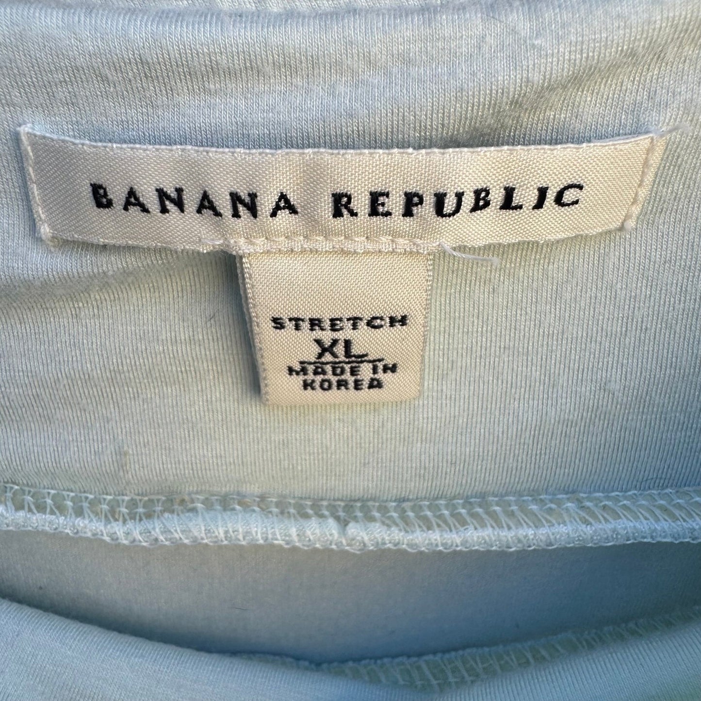 Banana Republic Womens XL Pastel Blue Boat Neck Long Sleeve Stretch Top Minimal