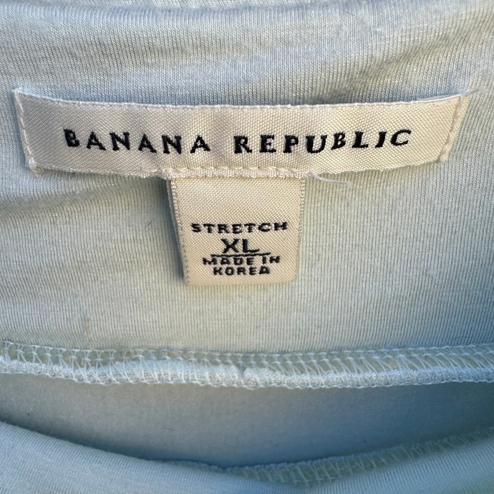 Banana Republic Womens XL Pastel Blue Boat Neck Long Sleeve Stretch Top Minimal