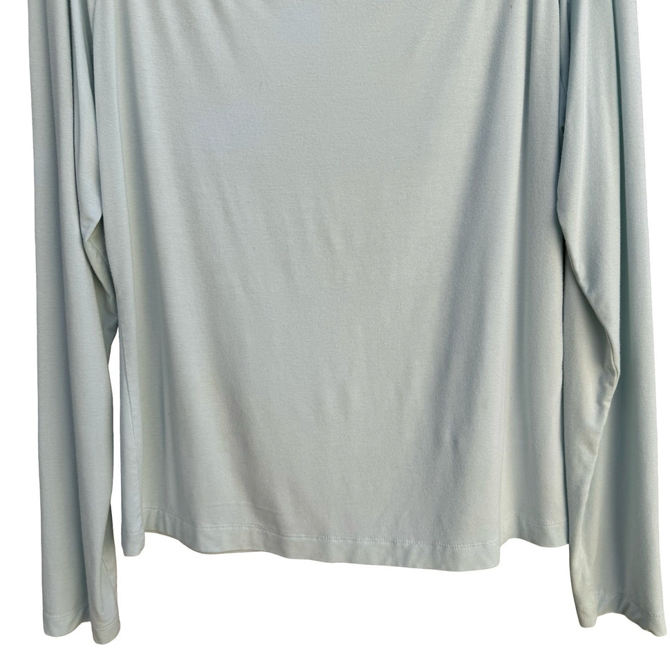 Banana Republic Womens XL Pastel Blue Boat Neck Long Sleeve Stretch Top Minimal