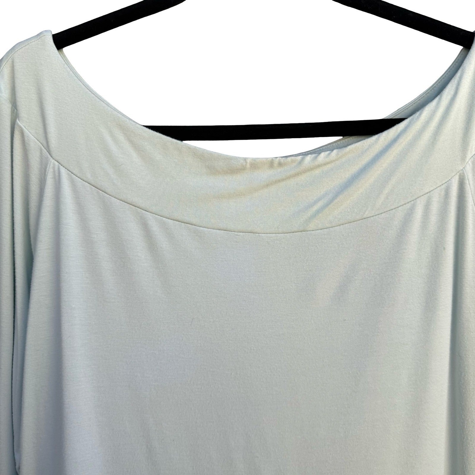 Banana Republic Womens XL Pastel Blue Boat Neck Long Sleeve Stretch Top Minimal