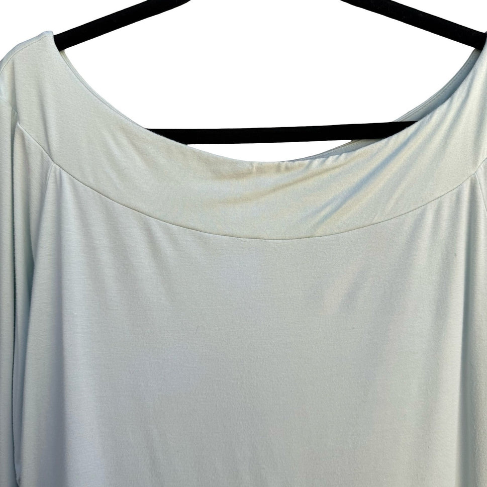 Banana Republic Womens XL Pastel Blue Boat Neck Long Sleeve Stretch Top Minimal