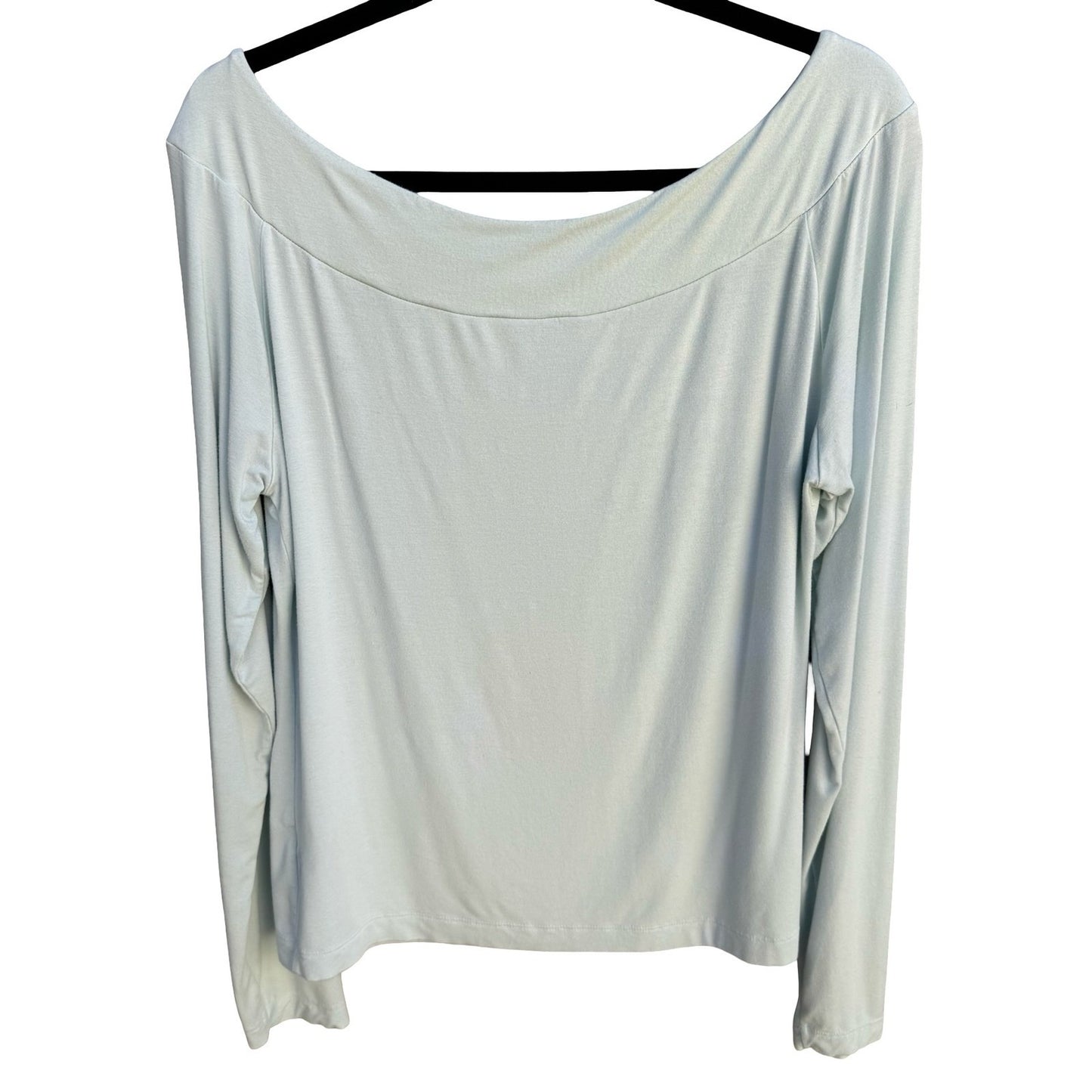 Banana Republic Womens XL Pastel Blue Boat Neck Long Sleeve Stretch Top Minimal