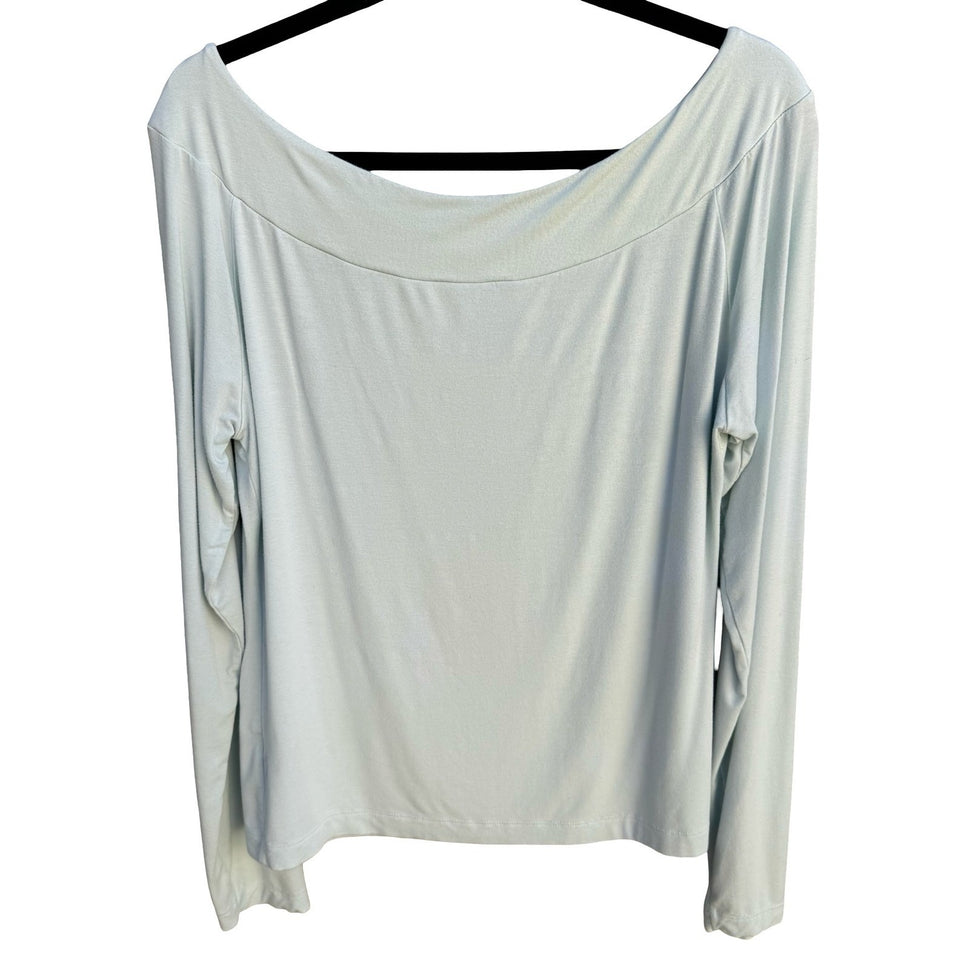 Banana Republic Womens XL Pastel Blue Boat Neck Long Sleeve Stretch Top Minimal