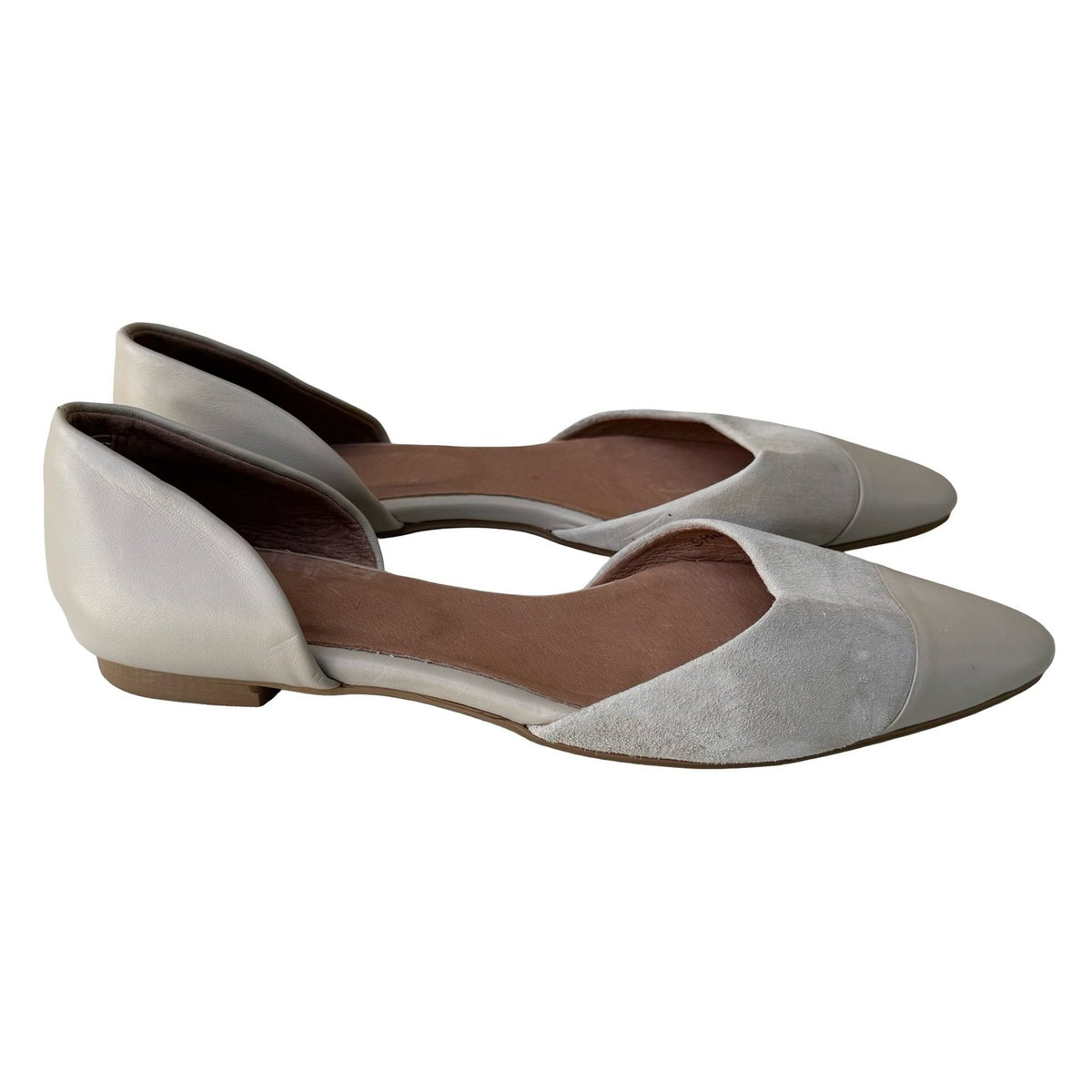 J. Jill Mixed Media Cap Toe d'Orsay Flats Minimalist Career Beige Womens 11