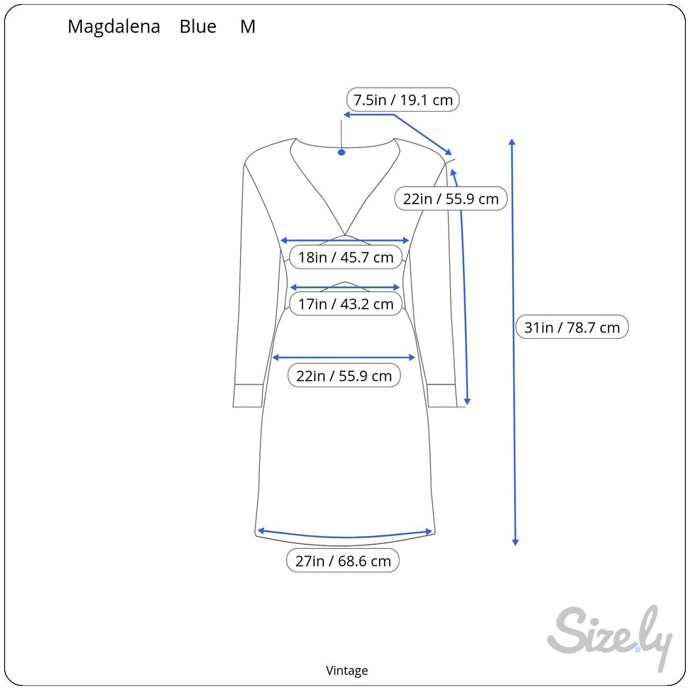 Magdalena Vintage Y2K Velvet Tiered Empire Waist Navy Long Sleeve V-Neck Dress M